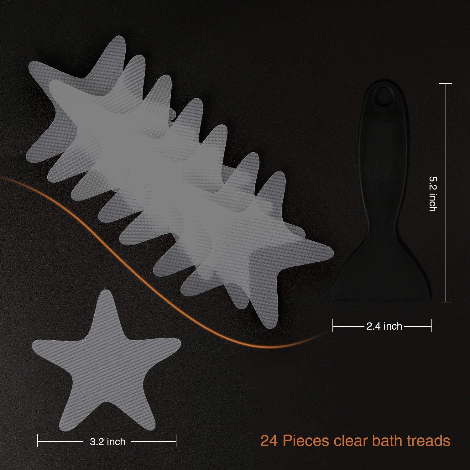 Anti Slip Bathtub Stickers 24PCS with Premium Scraper