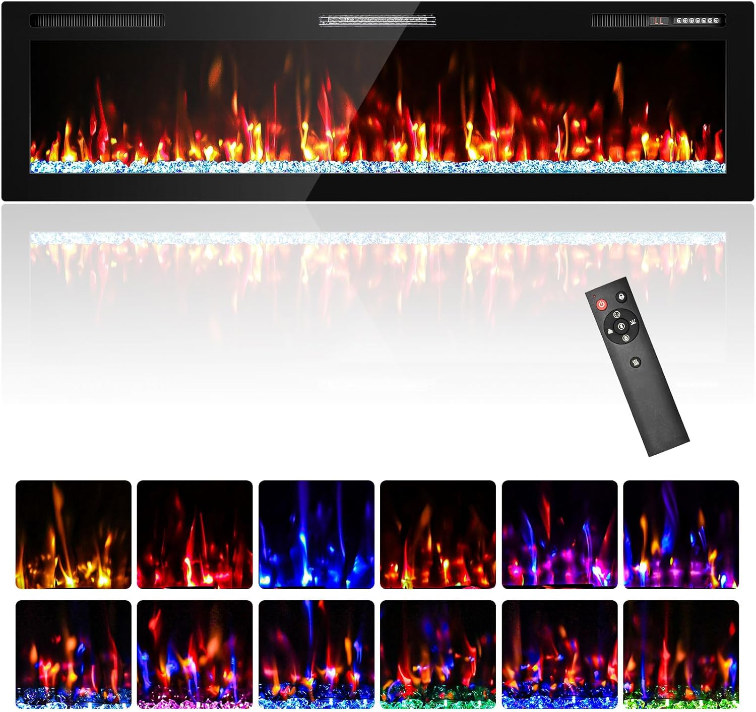 68 Electric Fireplace with HD Flame and Remote Control