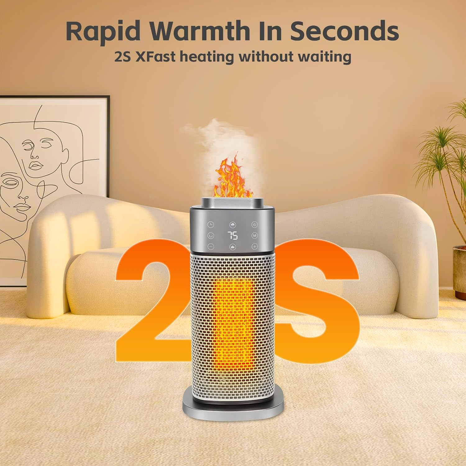 Wobuzhi 1500W PTC Ceramic Space Heater with Timer Humidifier