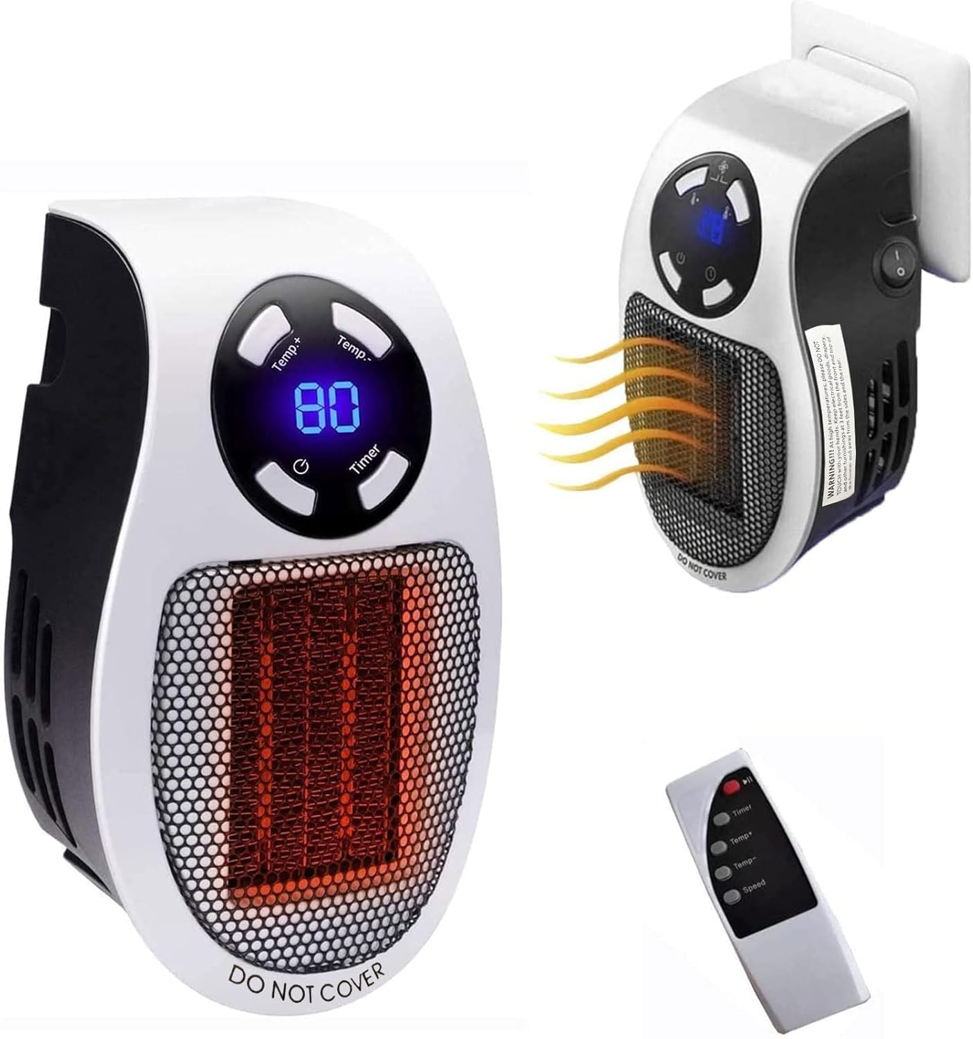 TONSAN 500W Electric Fan Heater with LED Display and Adjustable Thermostat 1