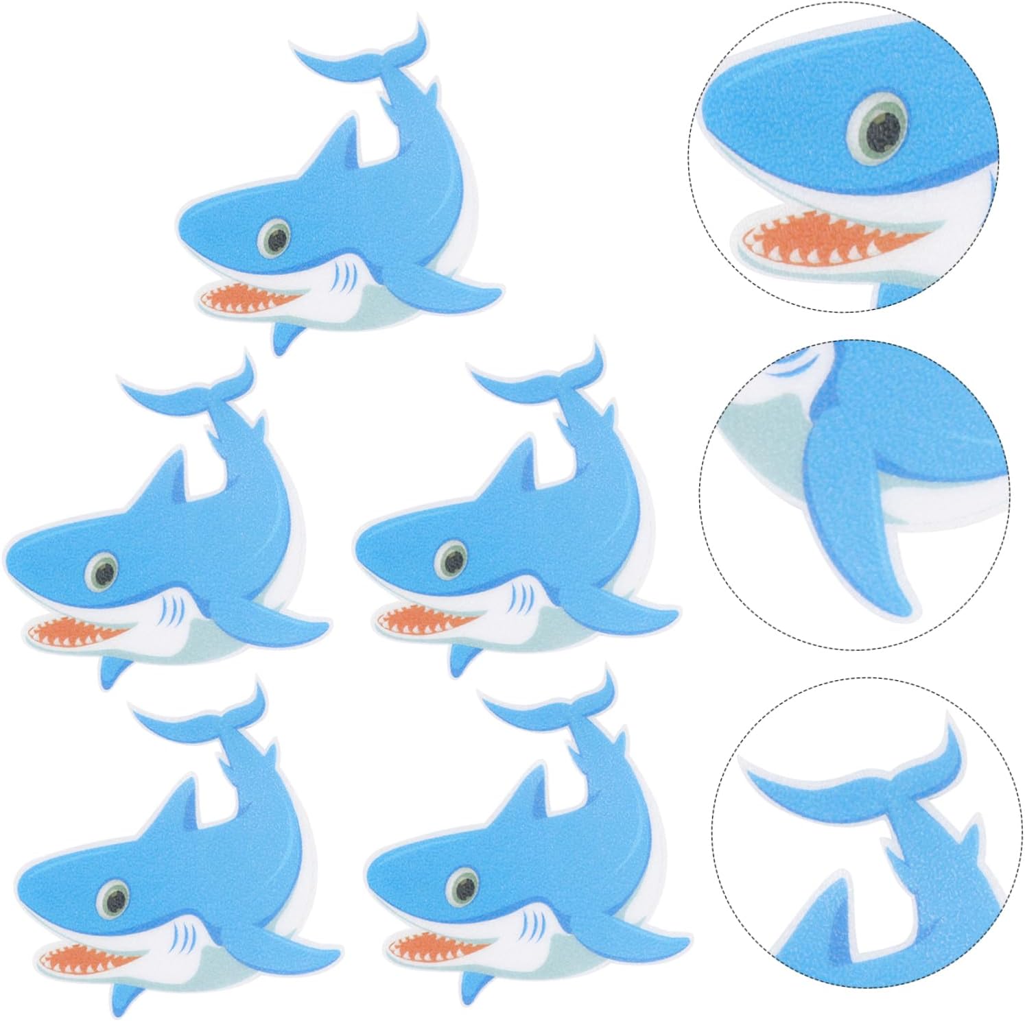 HAKIDZEL 5Pcs Shark Shape Non-Slip Adhesive Bathroom Decals