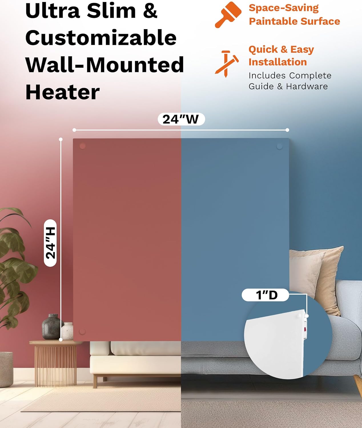 Amaze Heaters Solo Smart 400W Wall Mount Panel Heater