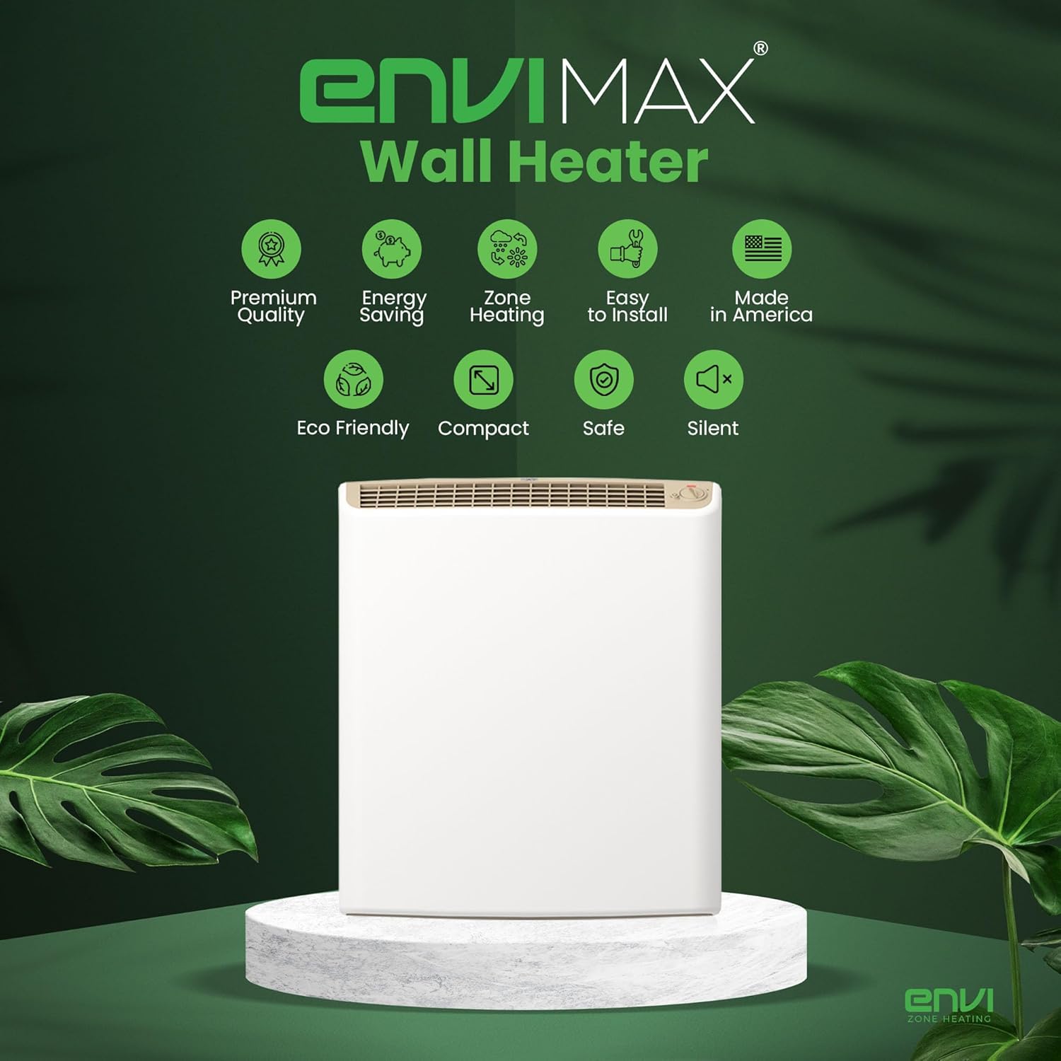 EnviMAX 220V Wall Heater for Large Rooms 1000W USA Made