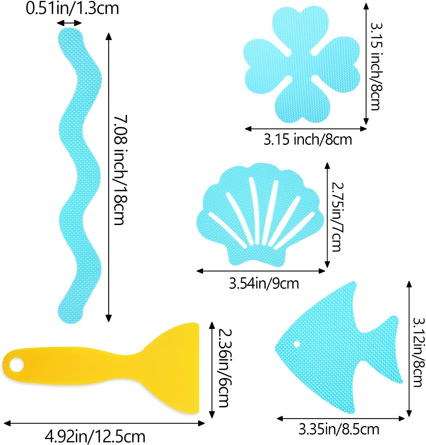 48Pcs Blue Bathtub Stickers Non-Slip Safety Decor