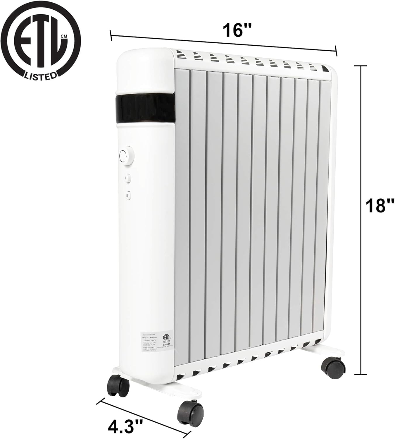 Vilobos 1500W Silent Electric Space Heater with Wheels