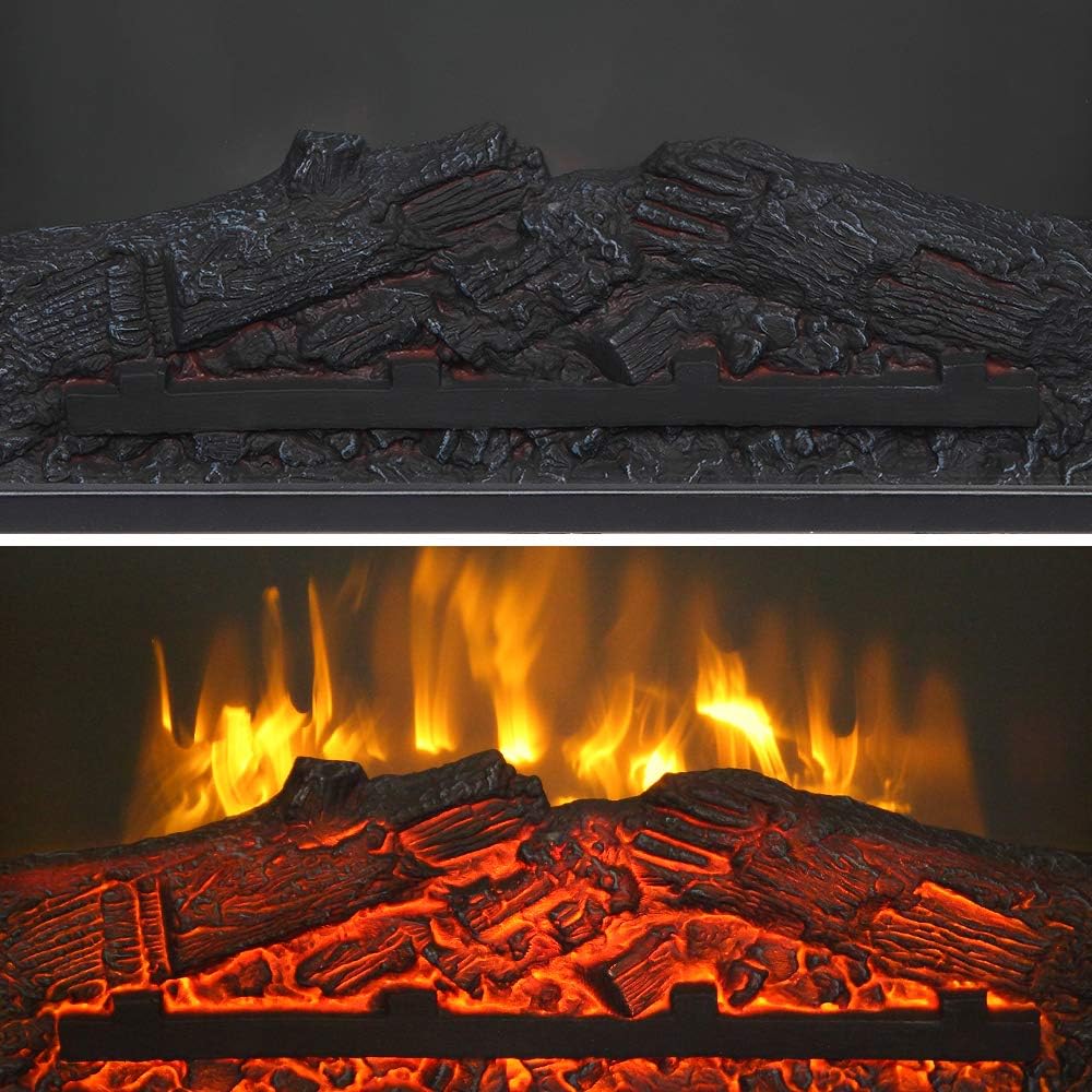 Zokop 25 Electric Fireplace with Realistic Flame and Wood Mantel