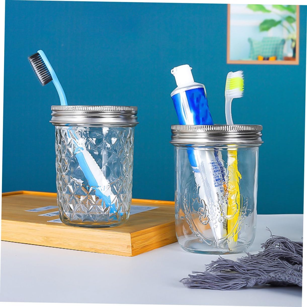 5Pcs Stainless Steel Wide Mouth Jar Lid Toothbrush Holder