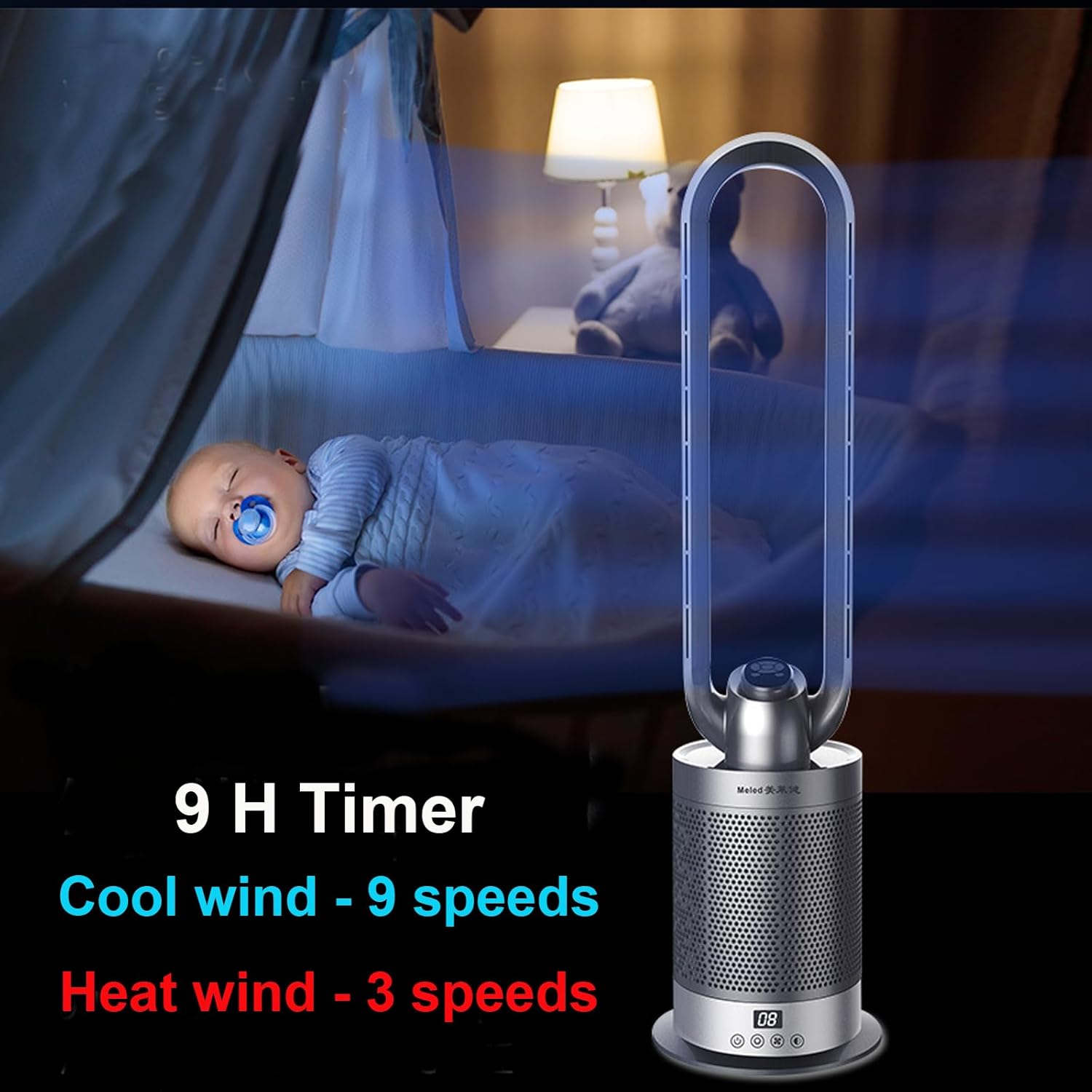 Voagupa Bladeless Heater Fan with Air Purifier 36 Inch Silver Grey 1