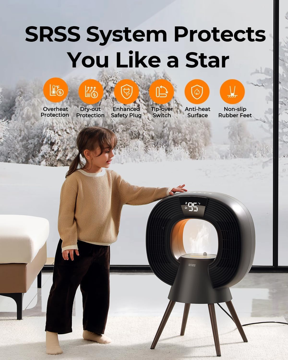 GaRcan Space Heater Humidifier Combo with Night Light