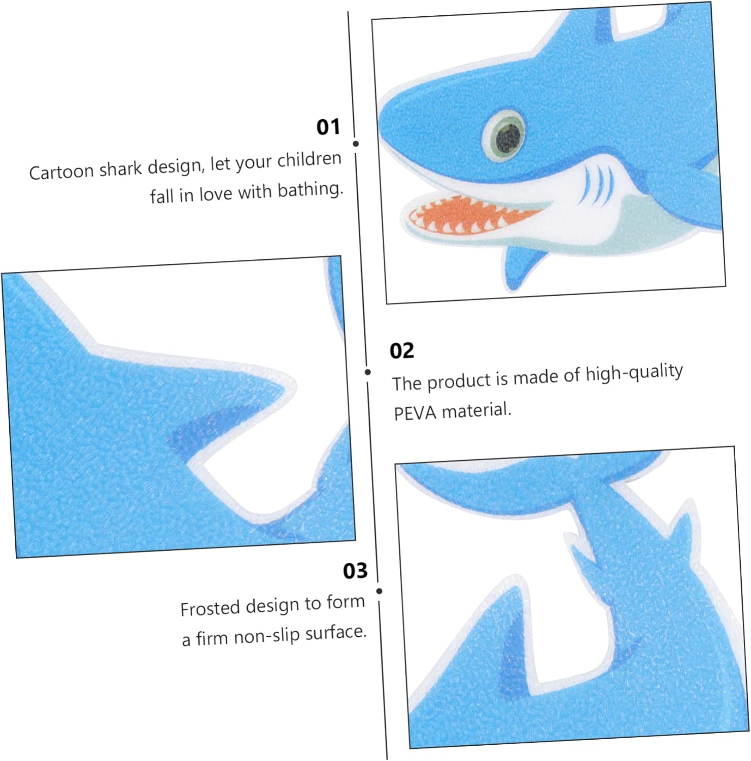 Amosfun 5pcs Non-Slip Bath Stickers Cartoon Shark Design