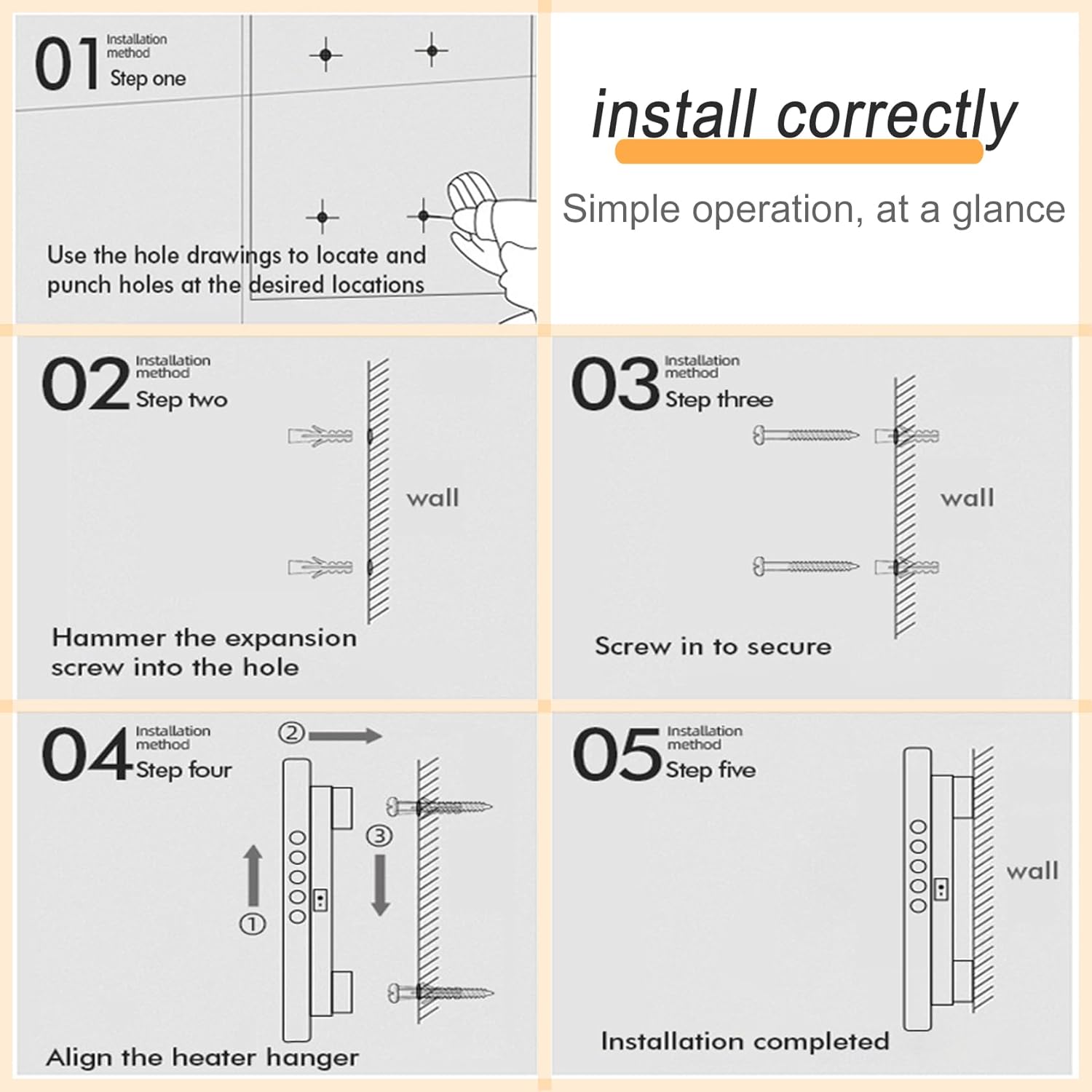 AHDFY Quiet Electric Wall Heater with Convection Technology