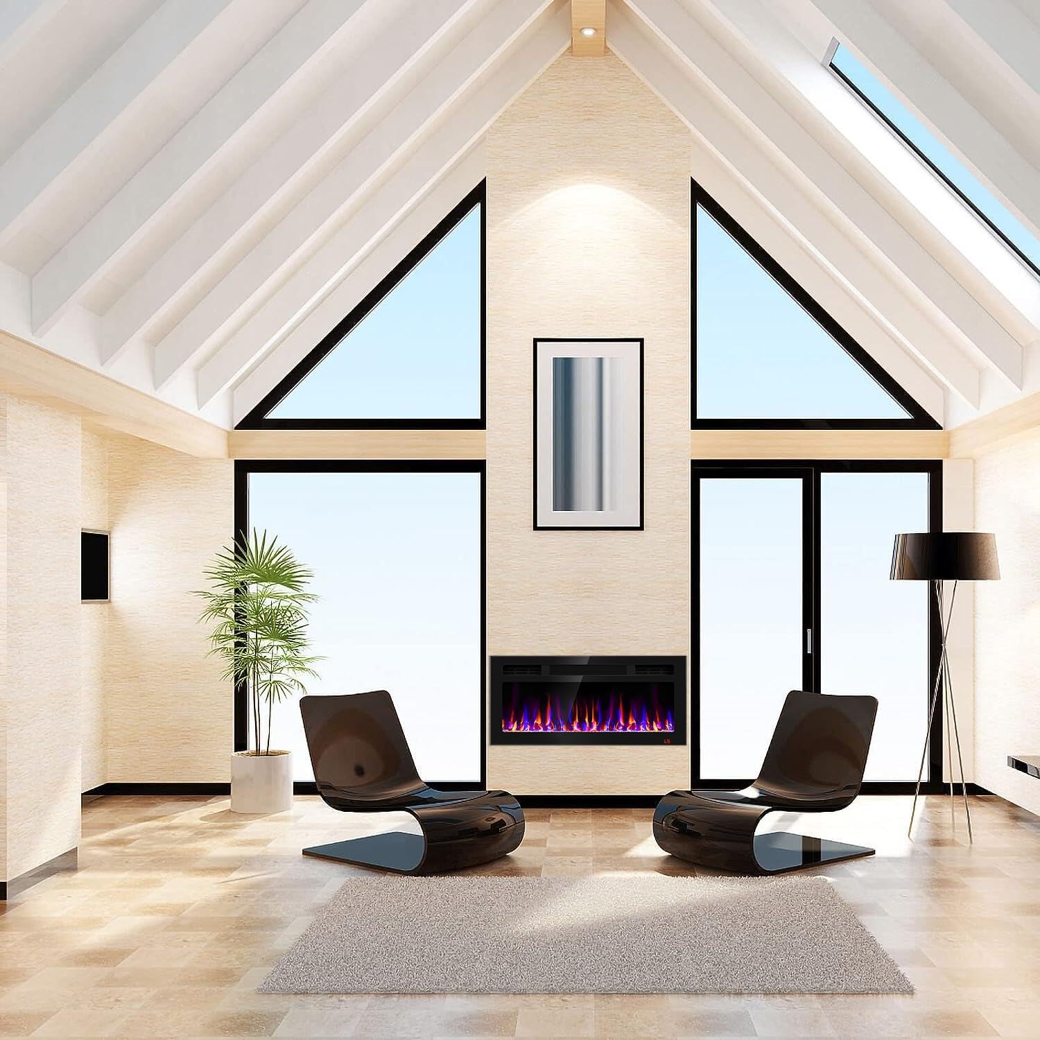 36 Inch Ultra-Thin Electric Fireplace with Timer and Remote