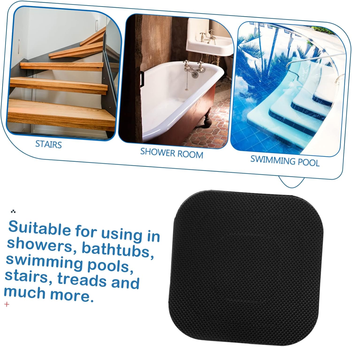 WOONEKY Non Slip Bath Mats with Strong Adhesive