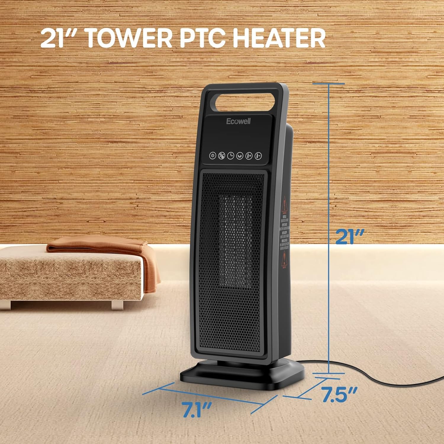 ECOWELL 21 Tower Heater with Remote and 3 Modes