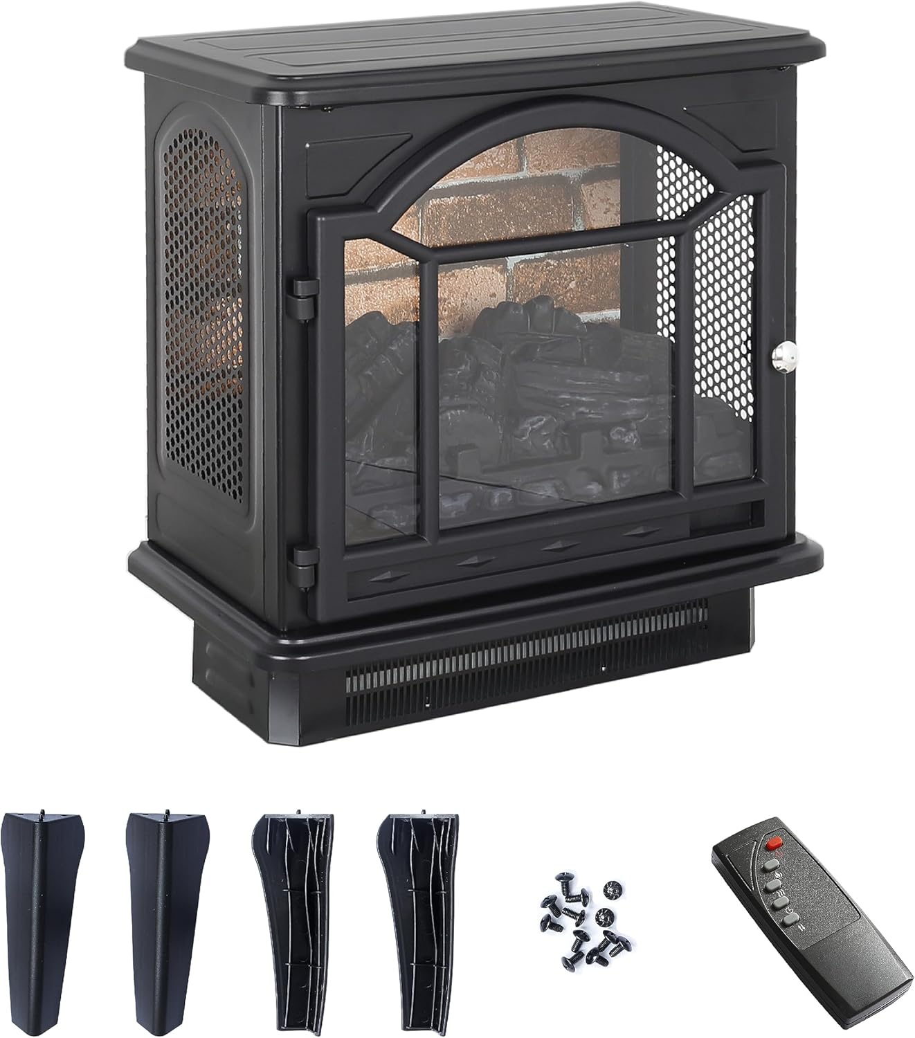 Electric Fireplace Infrared Heater With Remote 18 Black