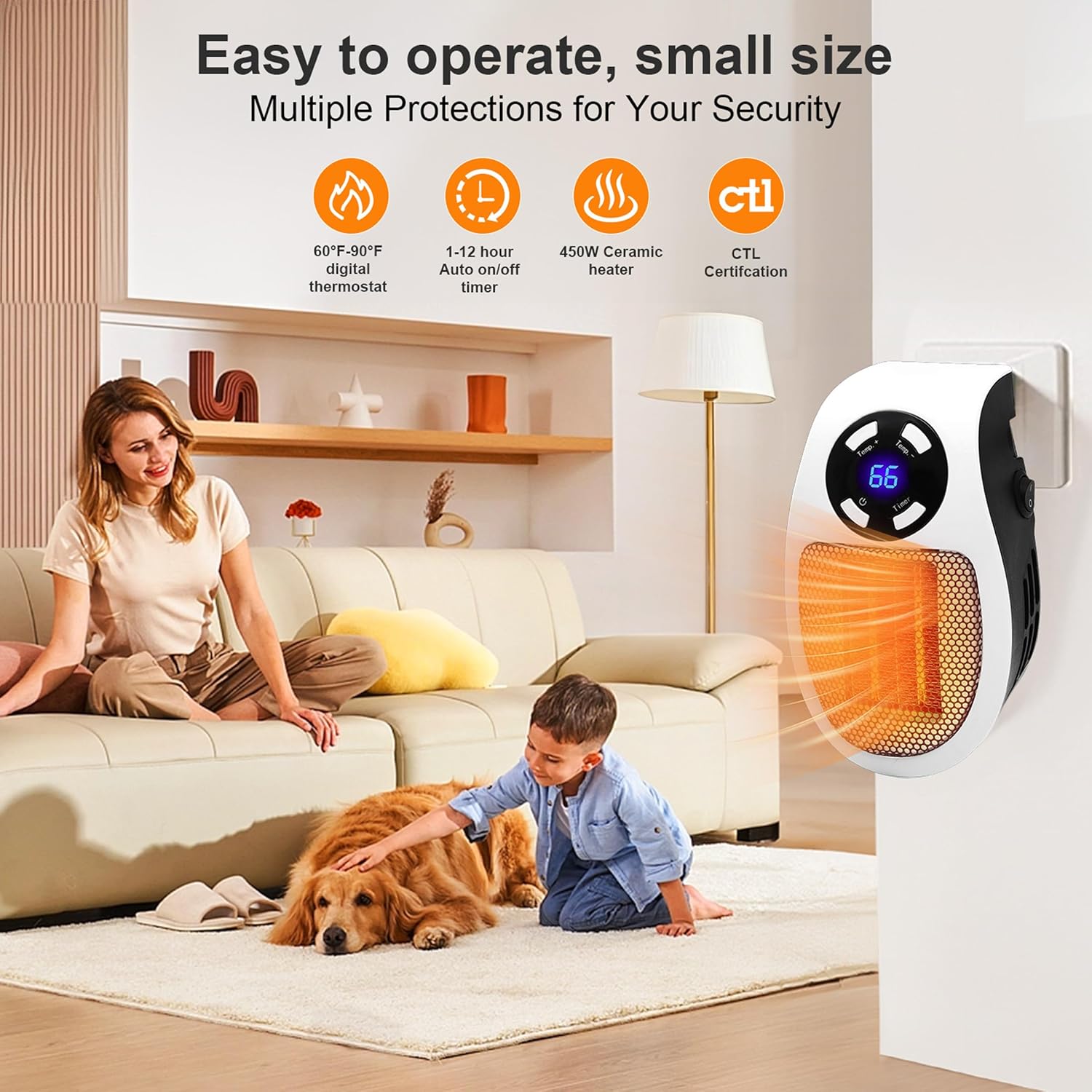 LYNBKLS 450W Smart Space Heater with LED Display