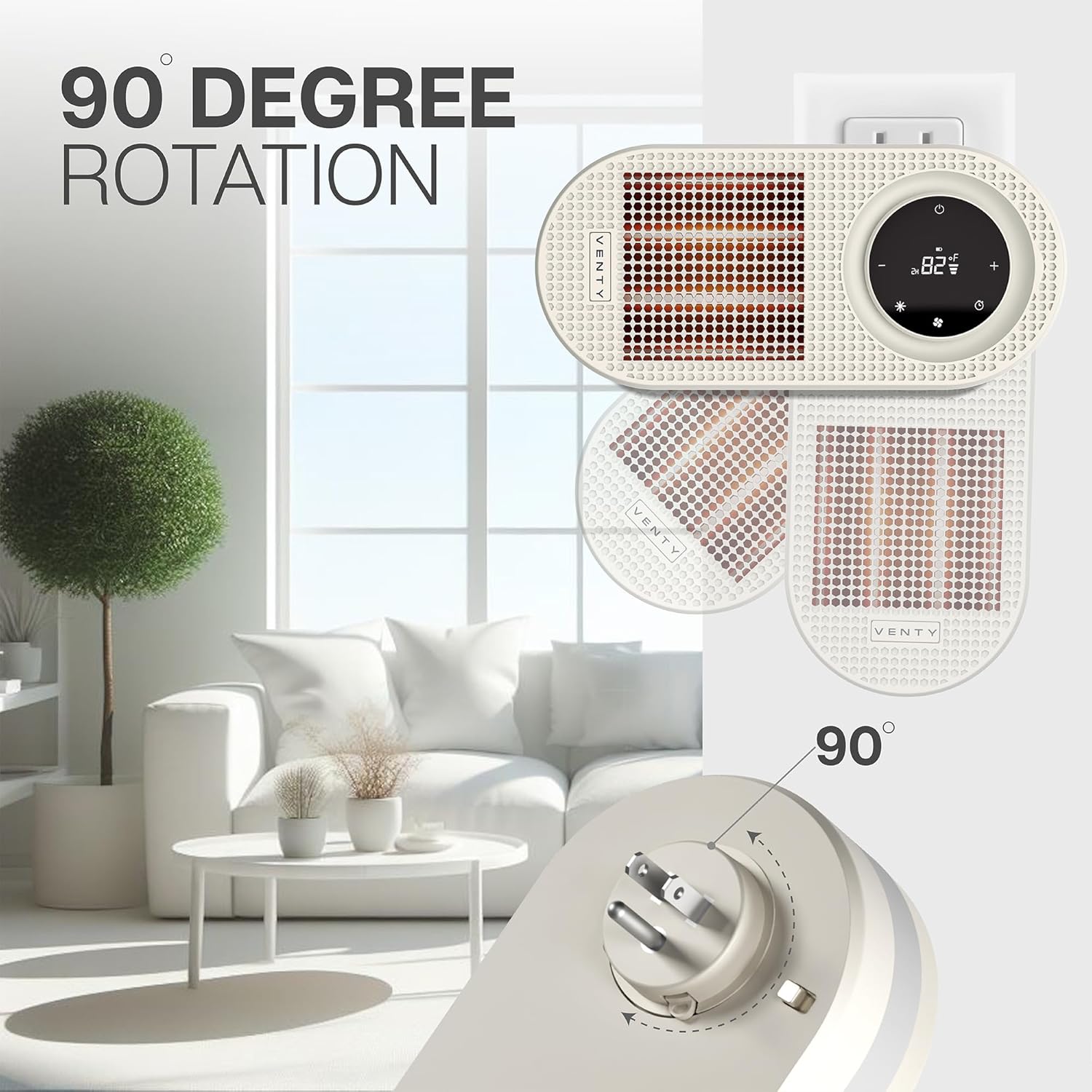 VENTY CozyPod 500W Portable Space Heater with Remote and LED