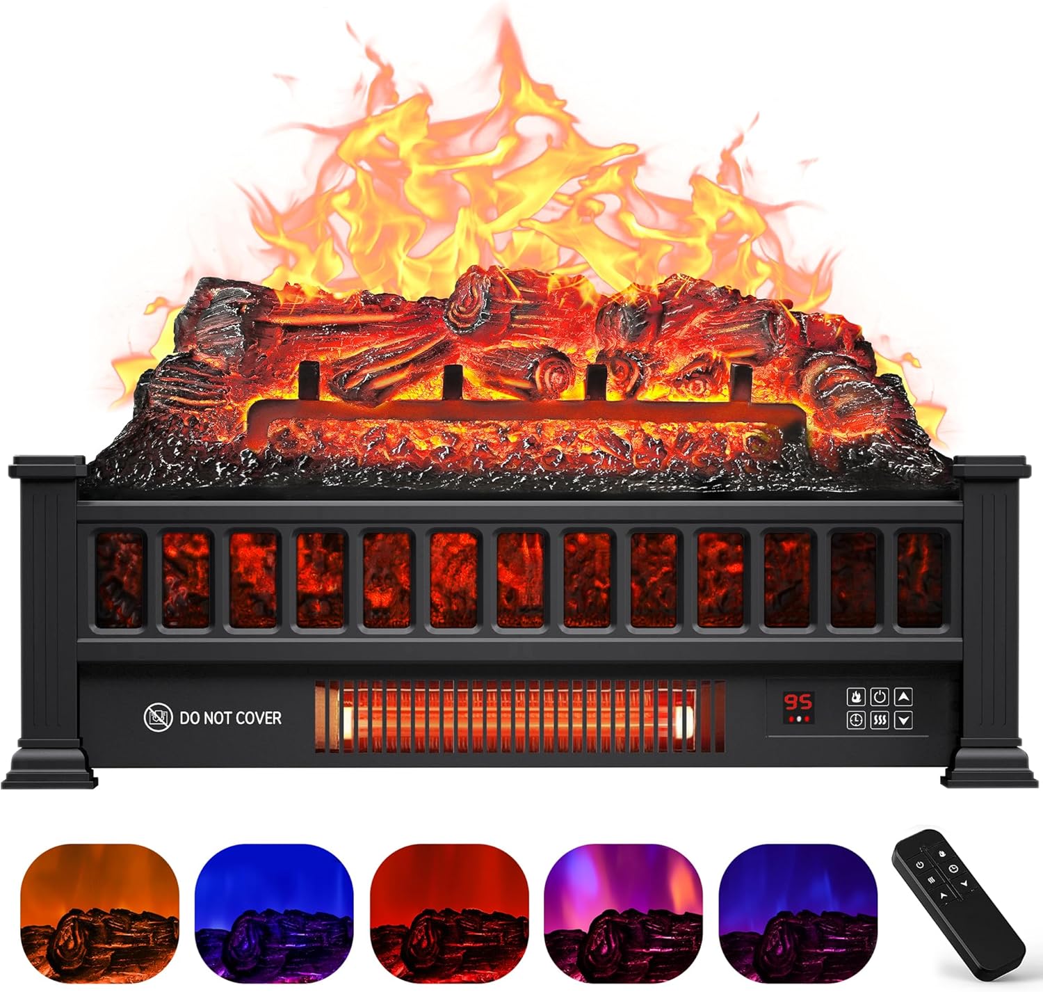 Alpaca Electric Fireplace Logs 20-Inch Black 1500W