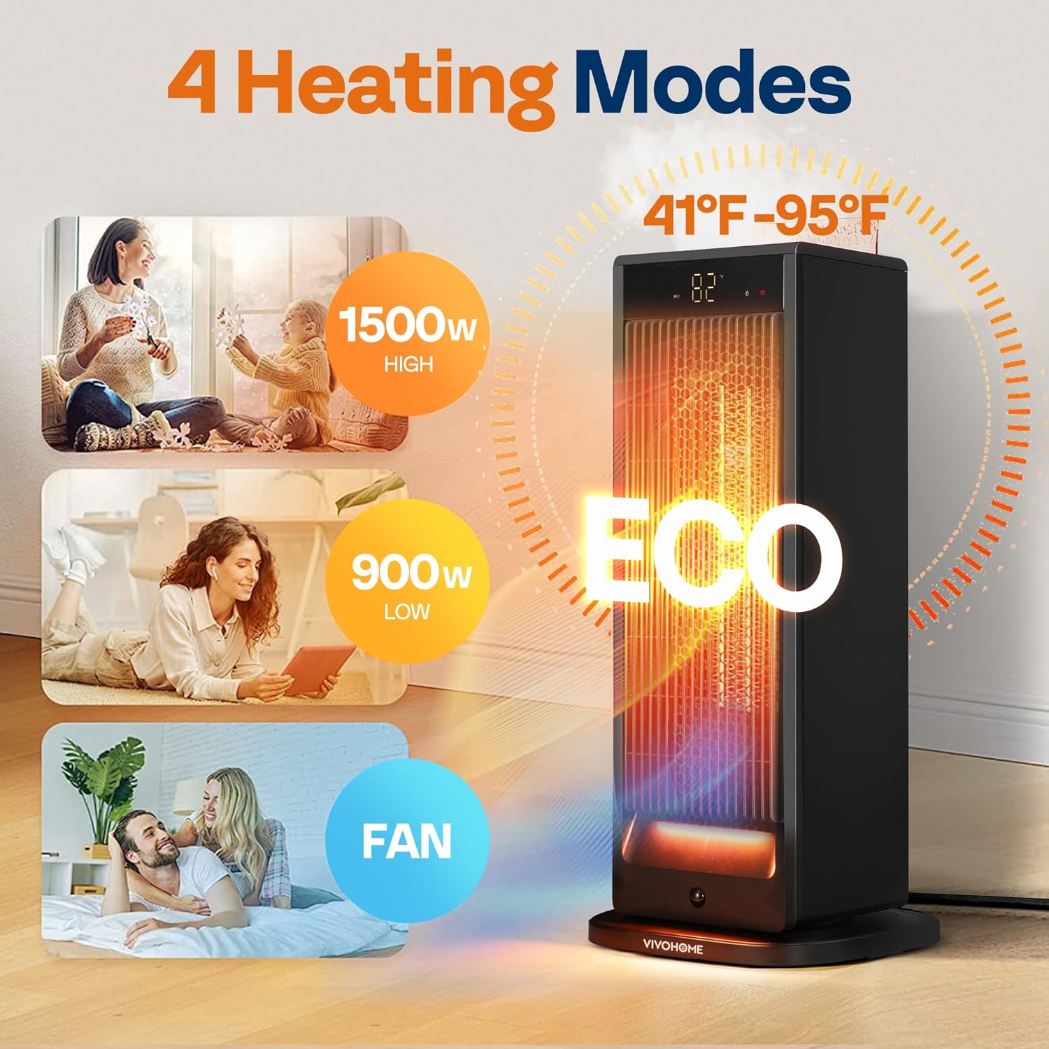 VIVOHOME Space Heater with Humidifier and Fireplace