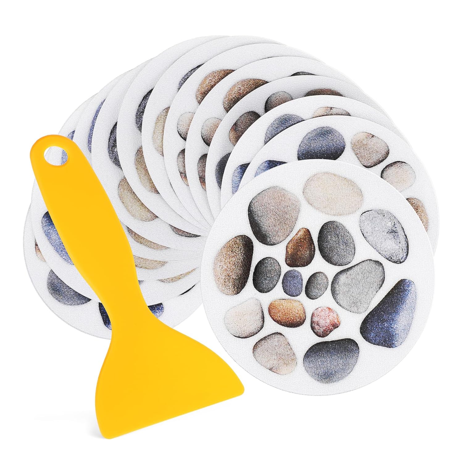 12-Piece Non-Slip Stone Tub Stickers for Safe and Stylish Bathroom