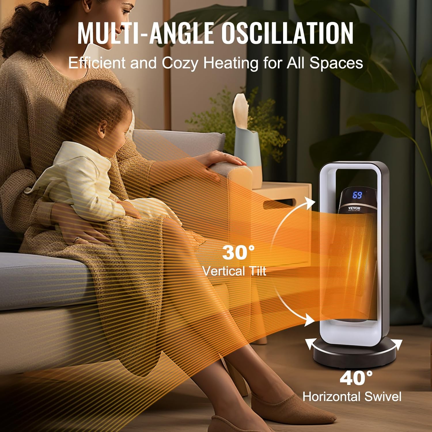 VEVOR Electric Space Heater with Thermostat and Remote Control