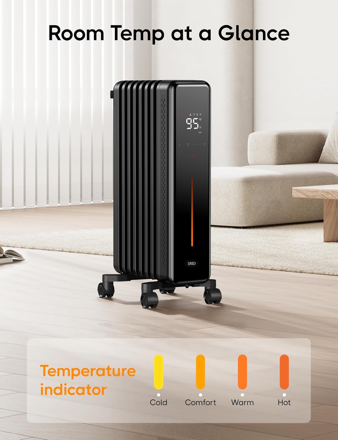 Dreo Oil Filled Radiator Heater 1500W 8 Fins with Remote Control