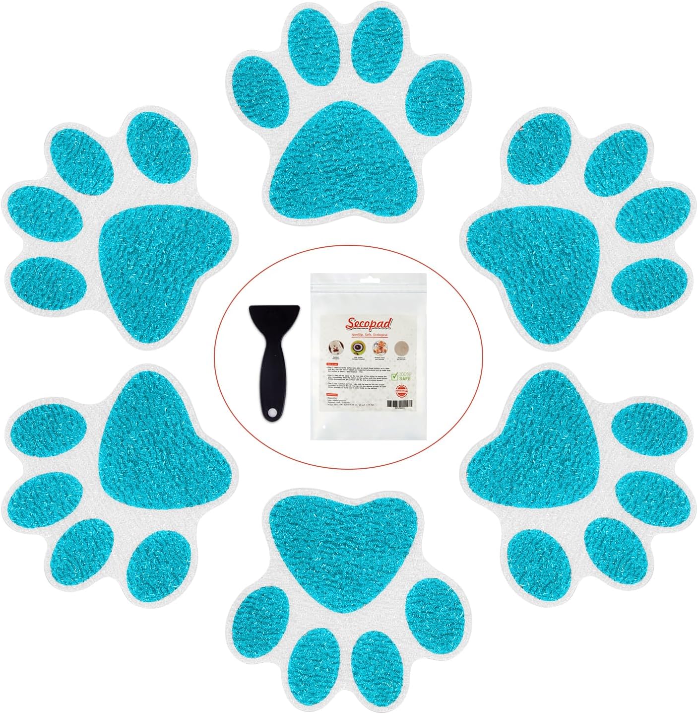 Secopad Non Slip Bathtub Stickers 24pcs Bear Paw Decal