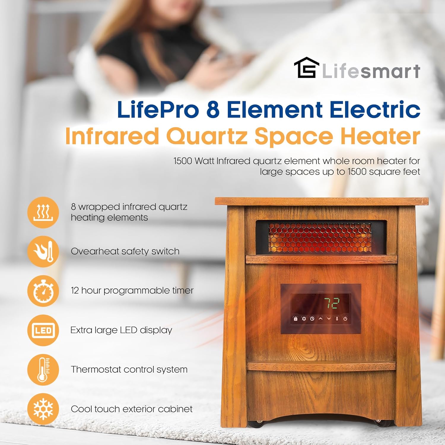 Lifesmart Lifelux 8 Element Space Heater 2 Pack - 1500 Watts