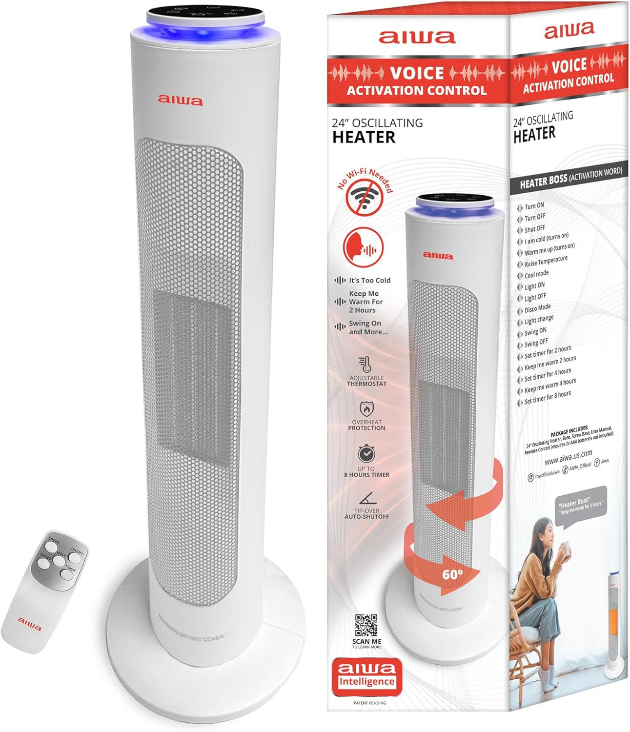 Aiwa Smart Space Heater with Voice Control and Safety Features 1