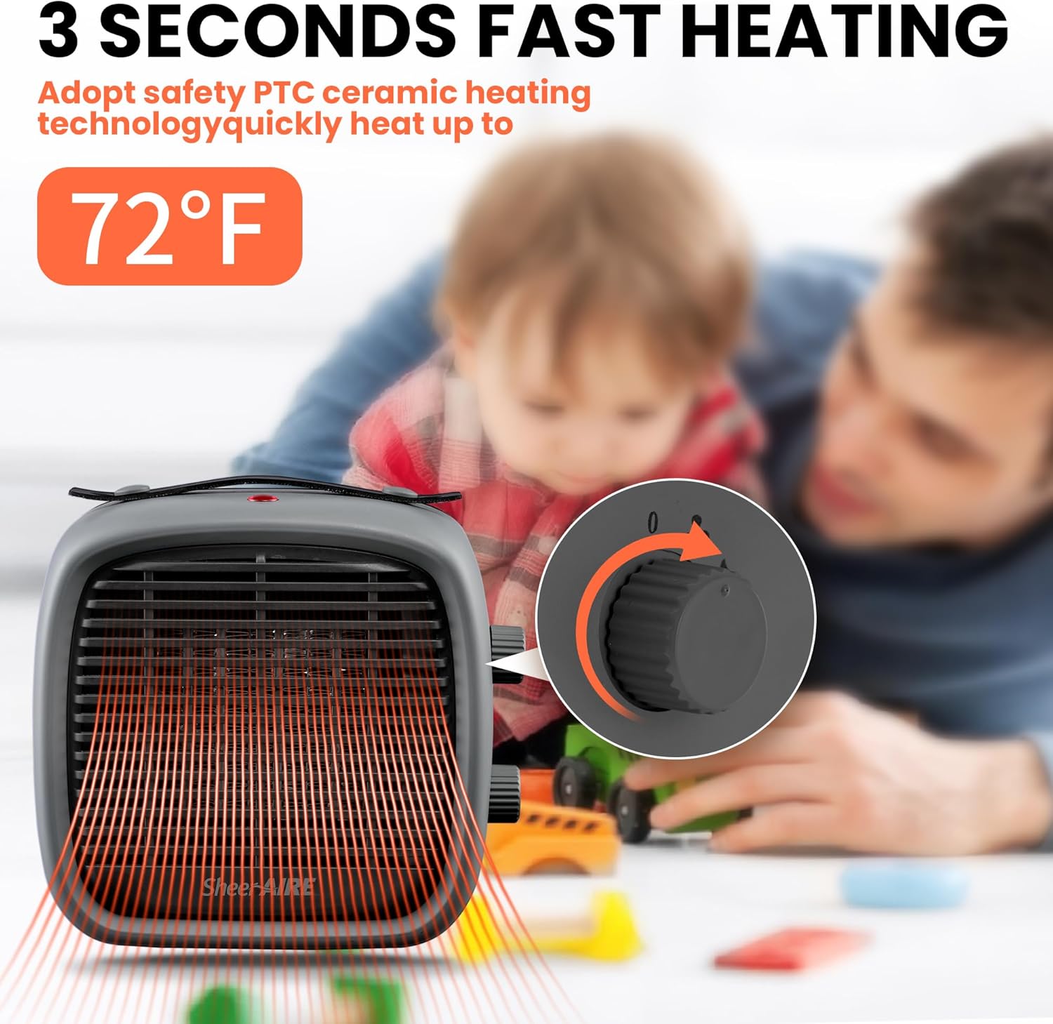 700W 1200W Ceramic Heater with 9 Modes and Handle