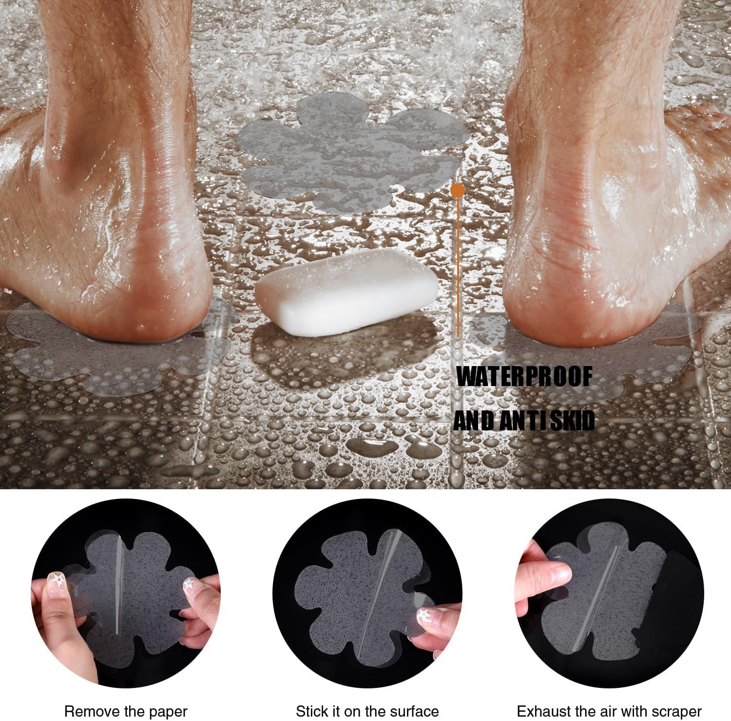 Secopad 24PCS Non-Slip Bathtub Stickers with Premium Scraper
