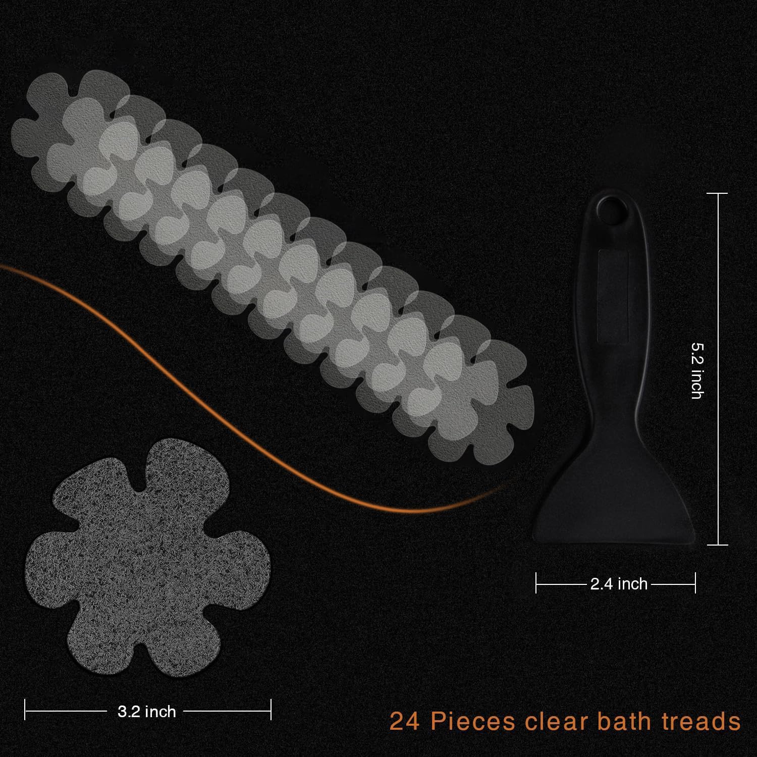 Secopad 24PCS Non-Slip Bathtub Stickers with Premium Scraper