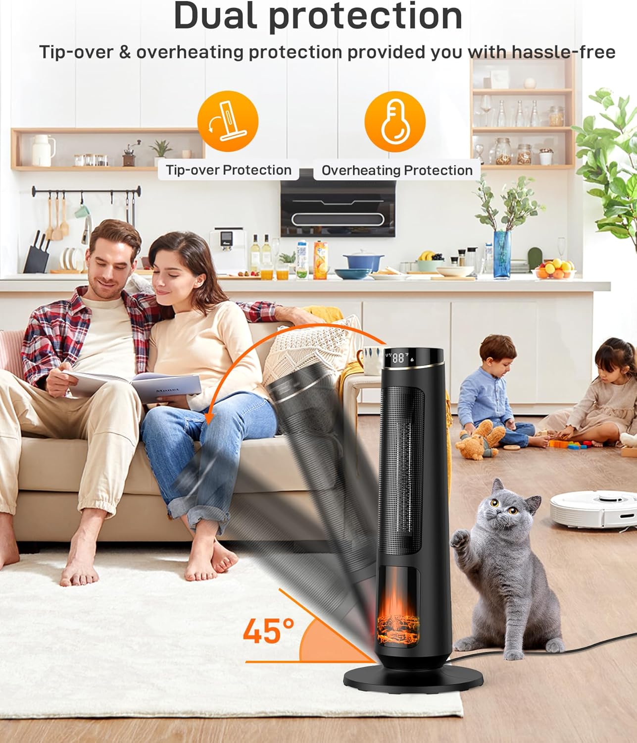 Domenow 31 Tower Space Heater 1500W Fast Heating Timer Remote Control