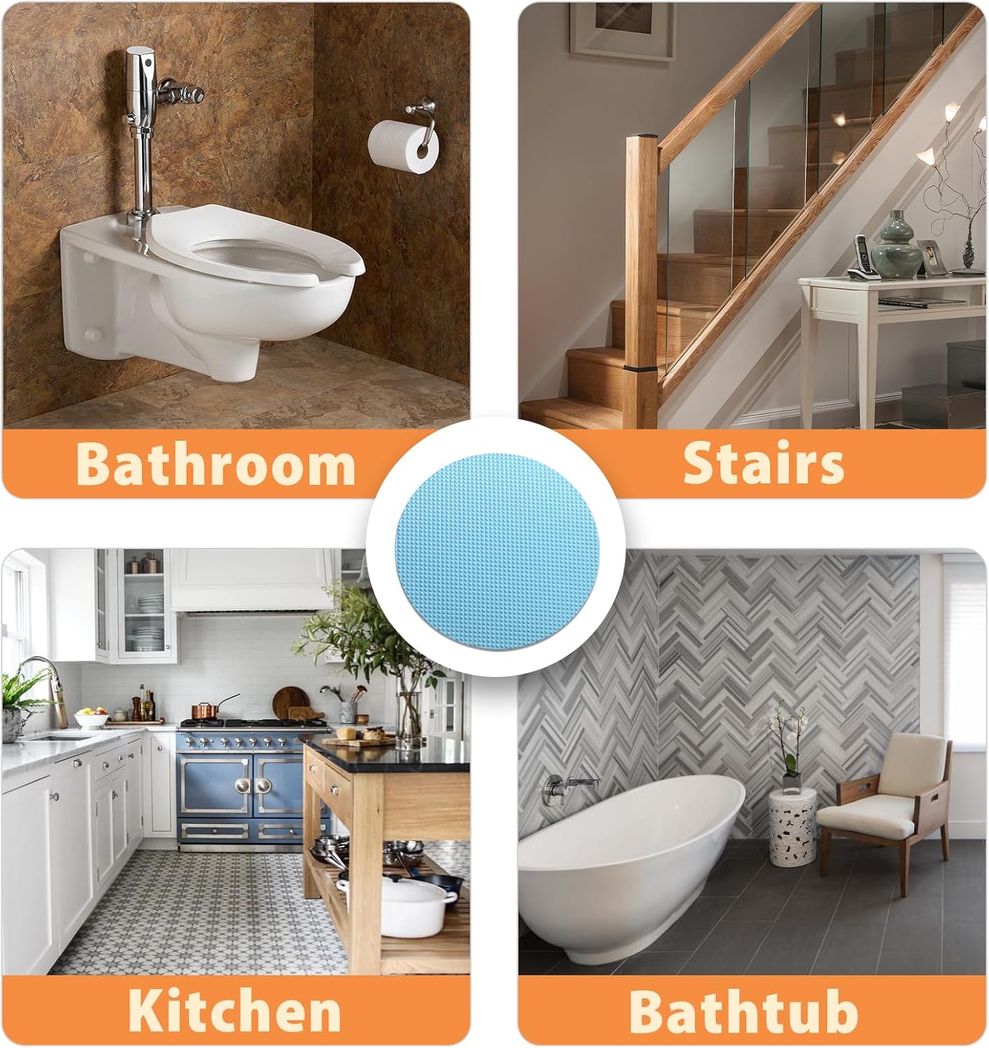24 PCS Non Slip Bathtub Stickers Blue Round Anti Slip Decals