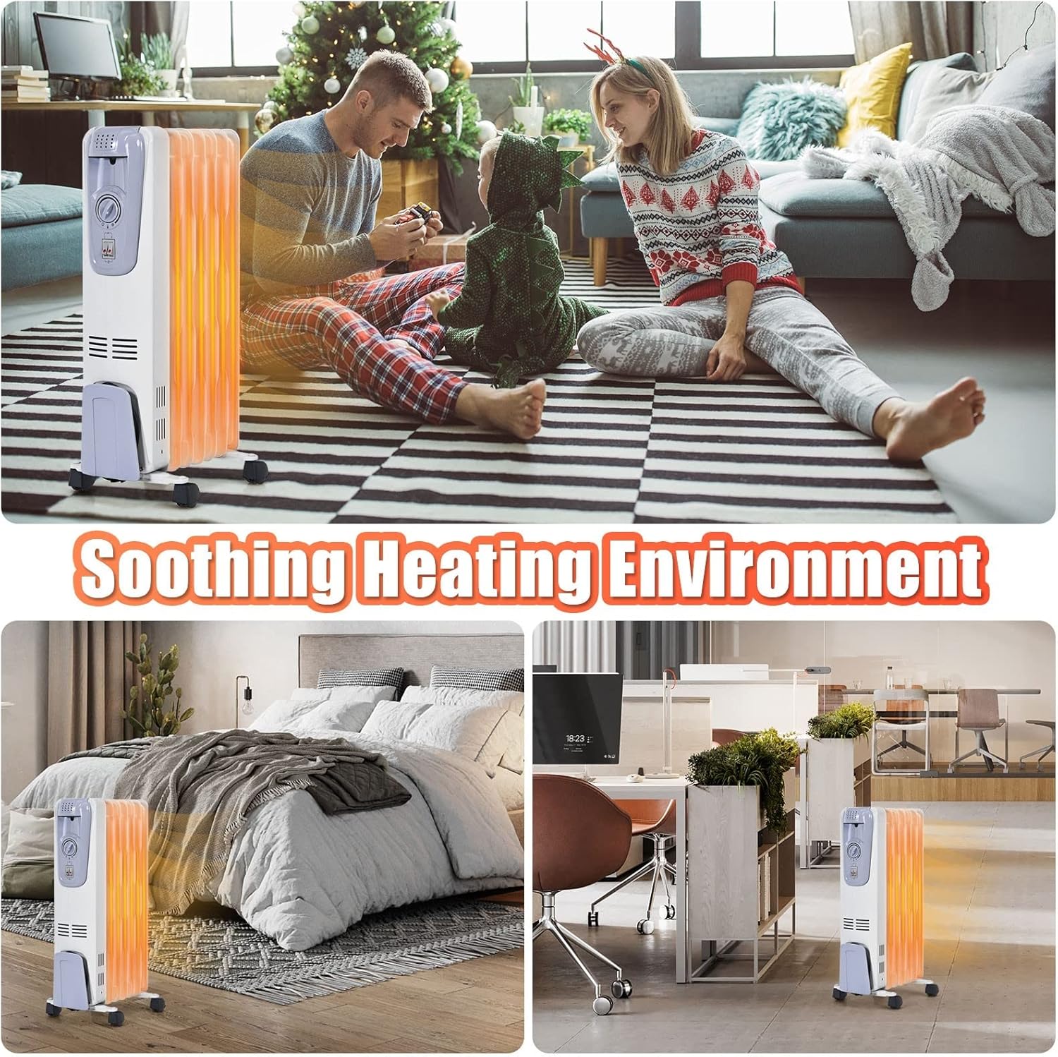 ARLIME 1500W Oil Filled Radiator Heater with 3 Heat Settings