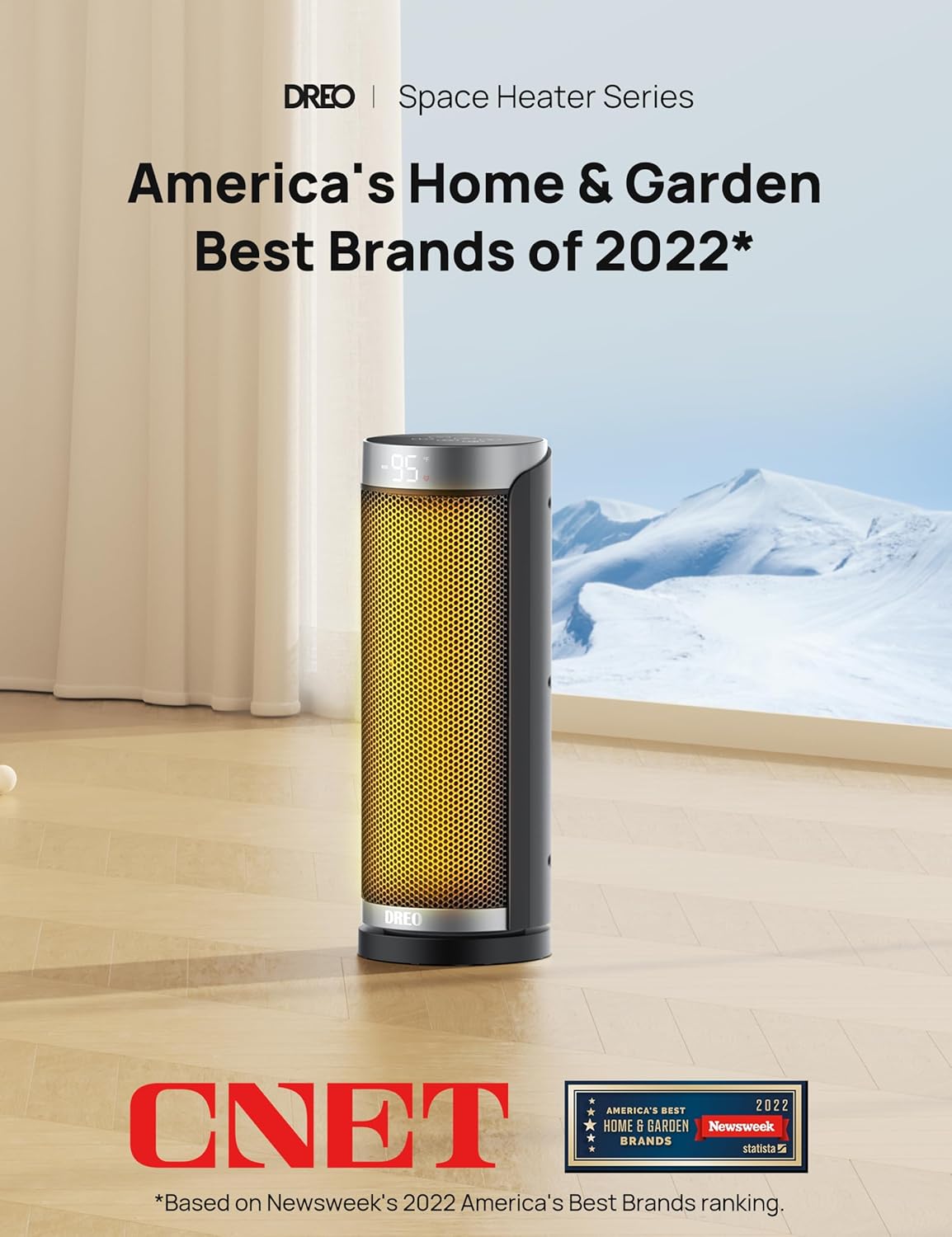 Dreo Silver Heater 1500W PTC Ceramic with Remote and Timer