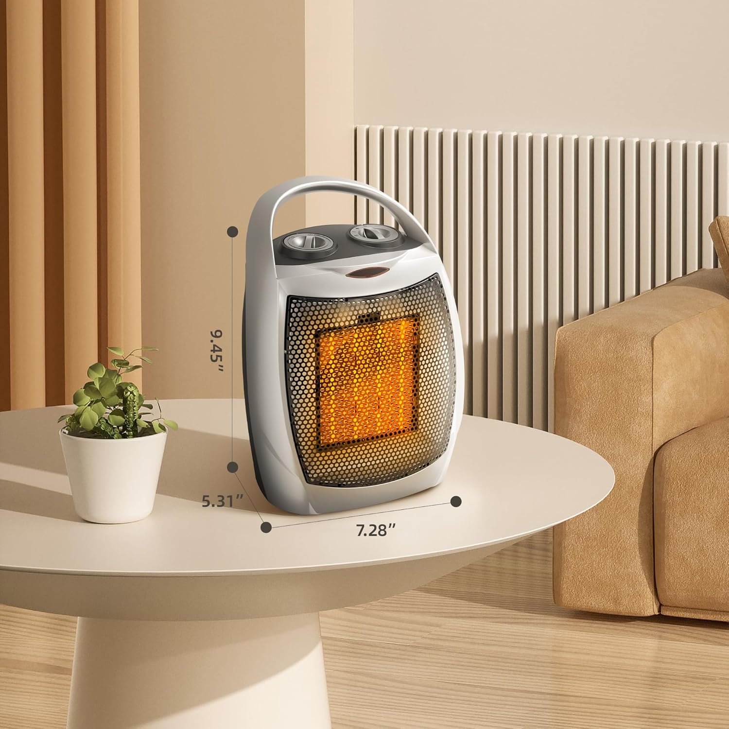 Crzoe Portable Electric Heater with Thermostat and Fan