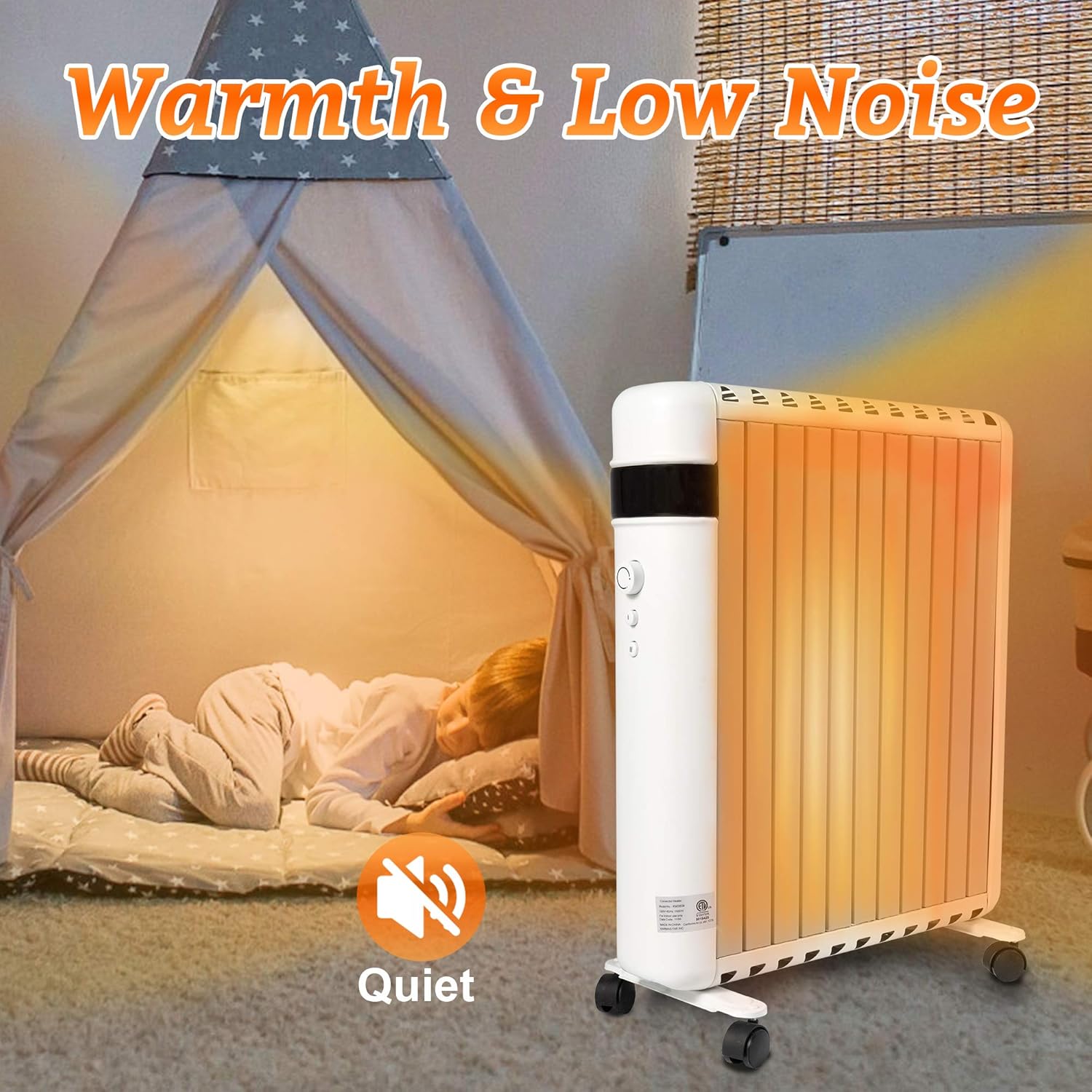 Vilobos 1500W Silent Electric Space Heater with Wheels