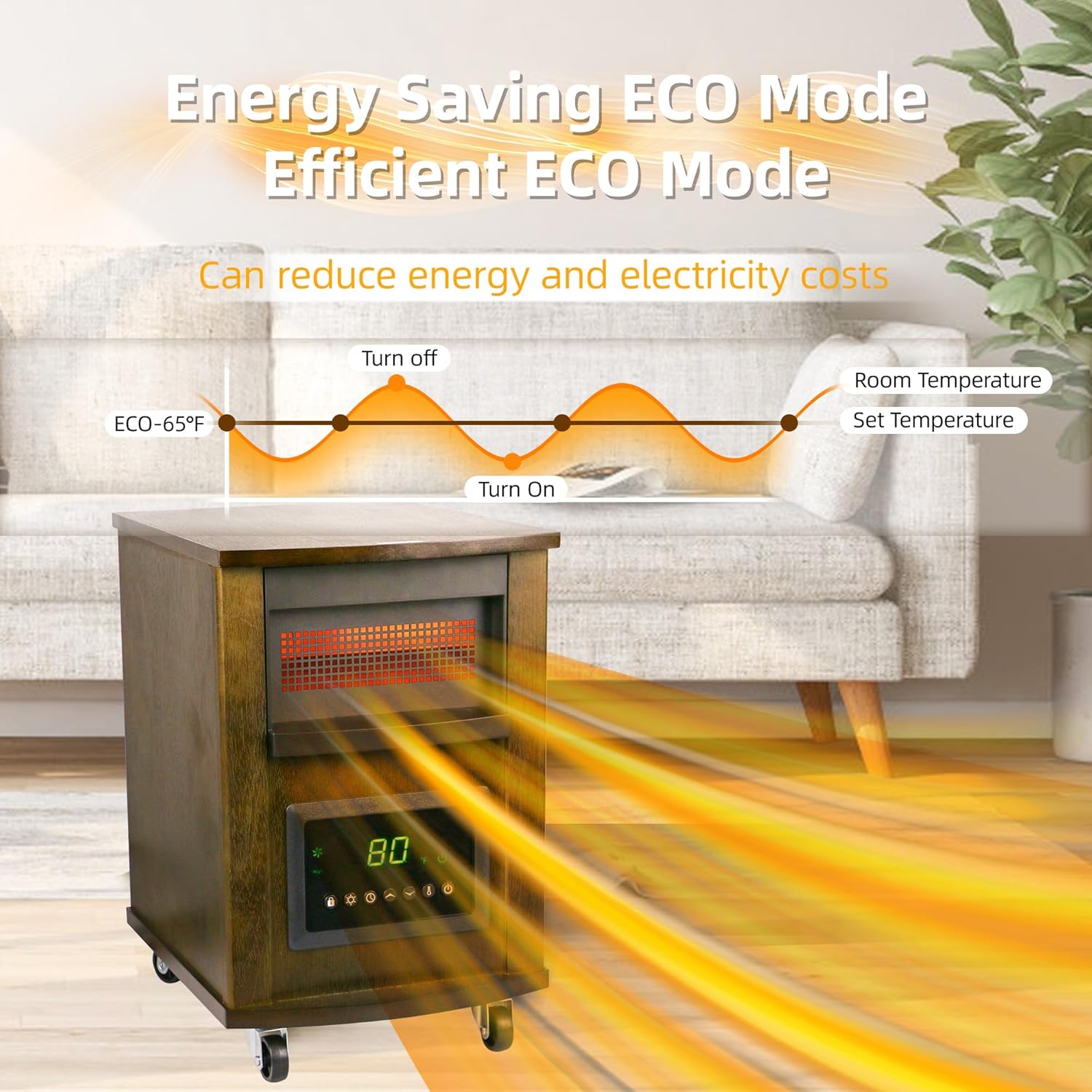 RealSmart 1500W Quartz Infrared Heater with Remote Control and 3 Modes 1