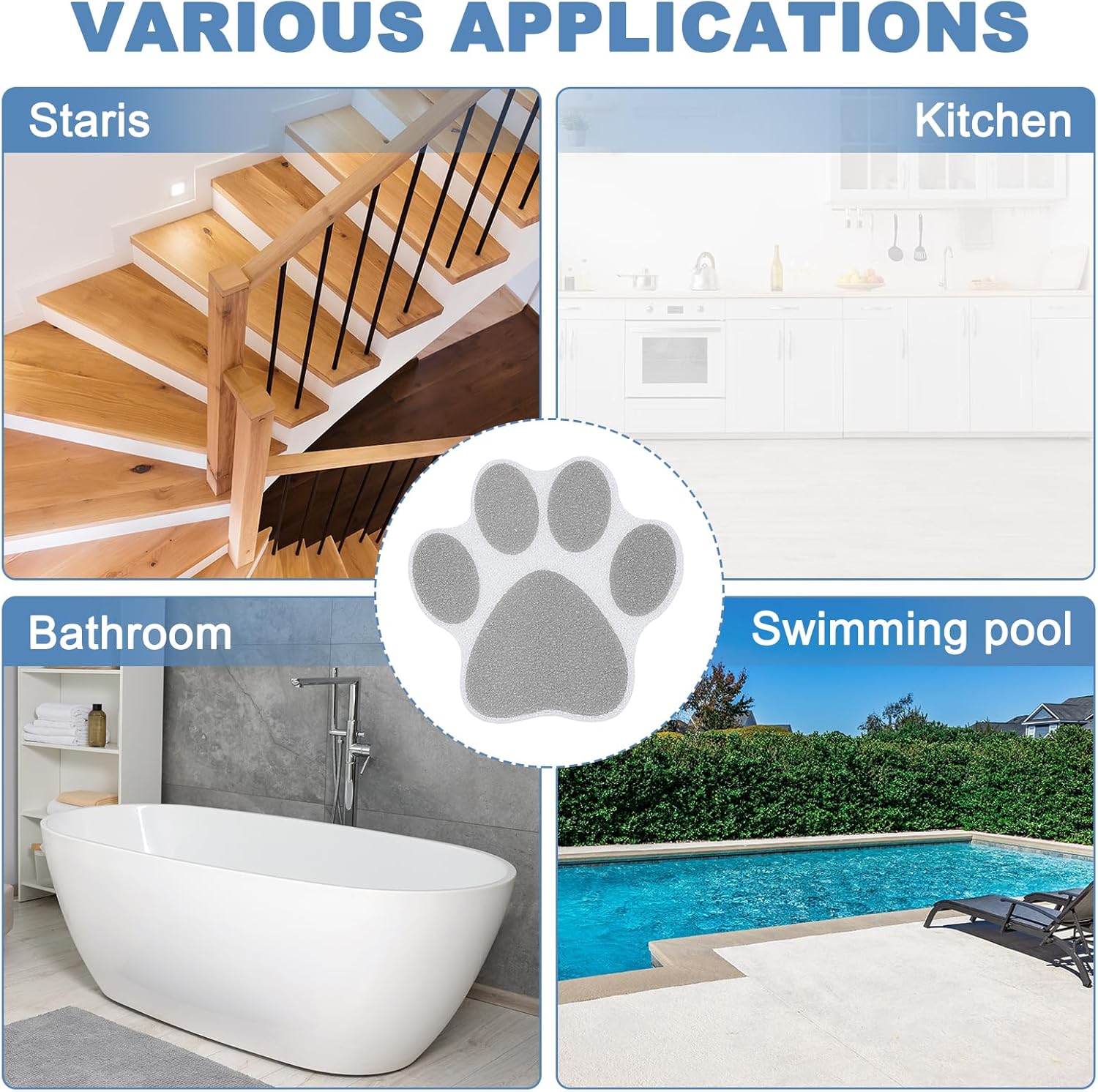 PATIKIL 12 Pcs Non-Slip Bathtub Stickers with Scraper