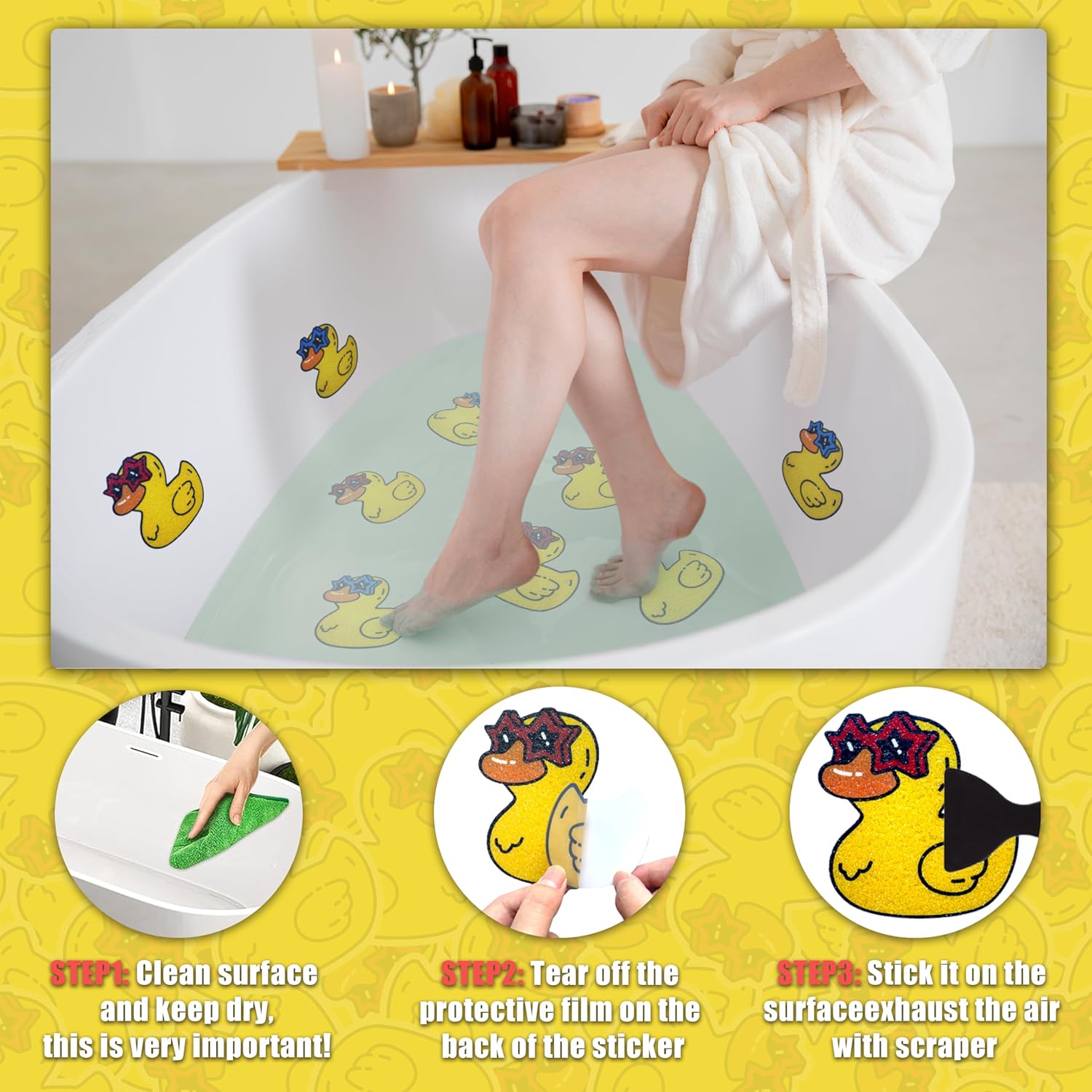 WIBUE Non-Slip Bathtub Stickers with Scraper