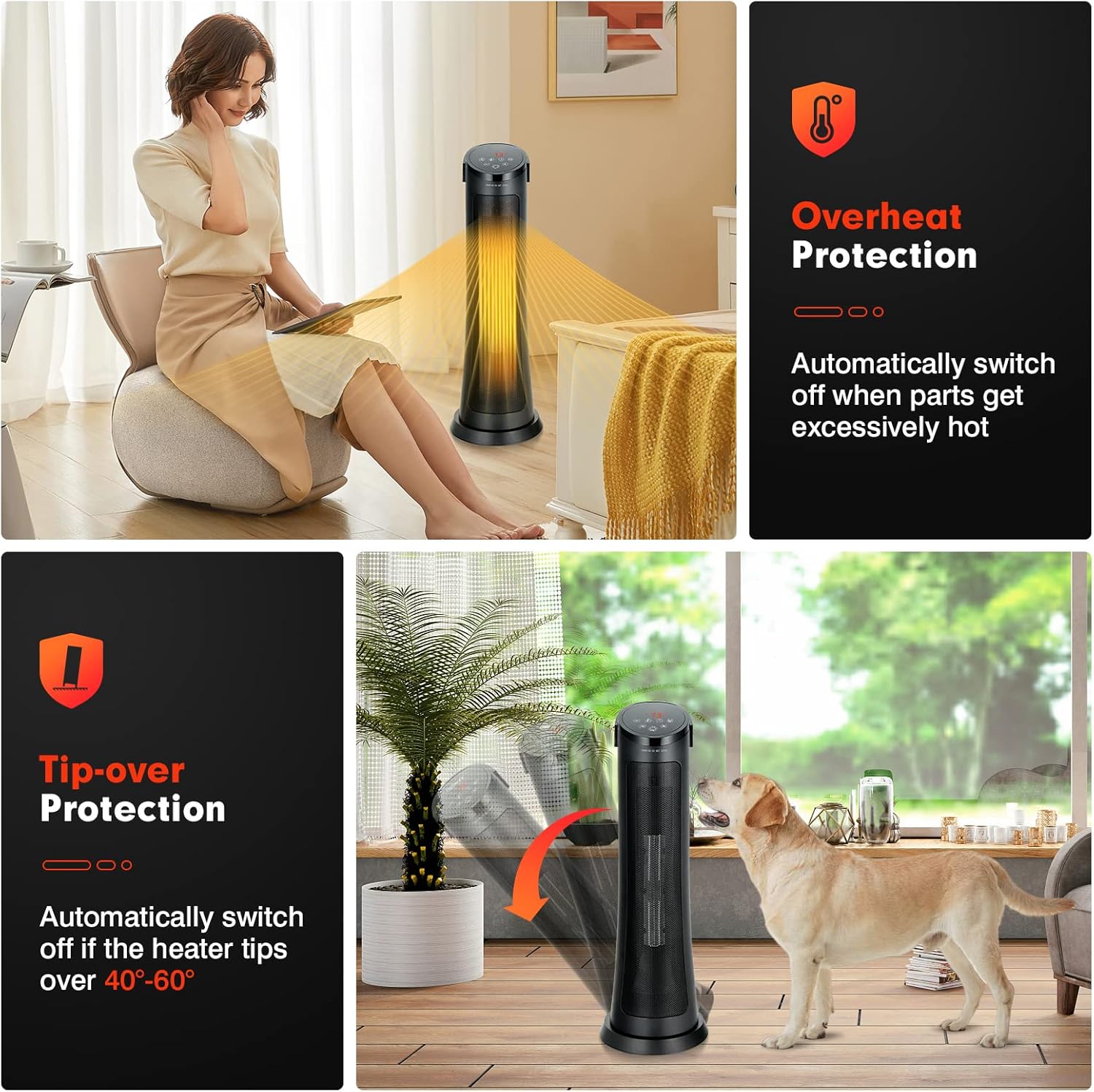 PETSITE Space Heater with Remote Control and 24H Timer