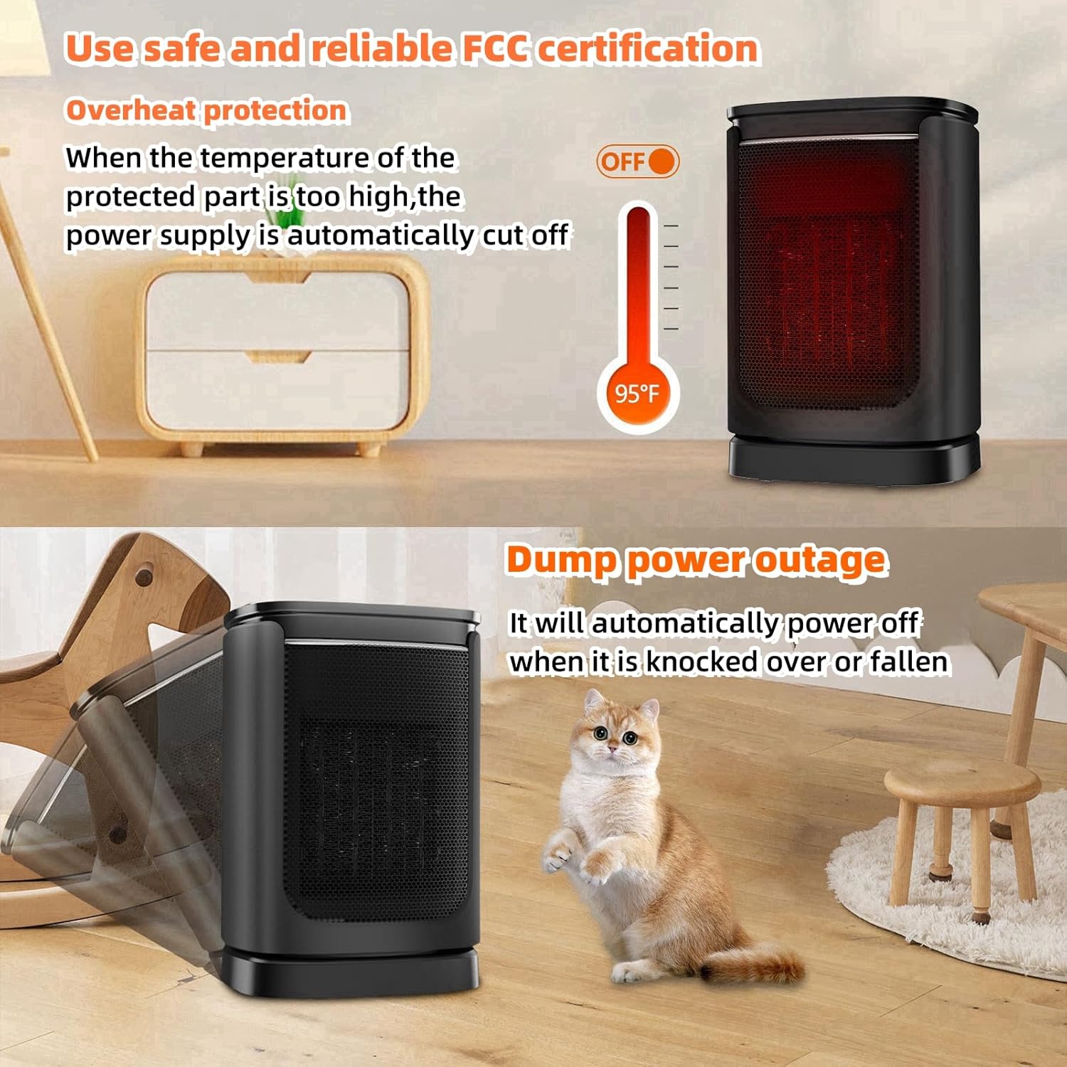 Aidejah 1500W Electric Ceramic Space Heater with 12H Timer