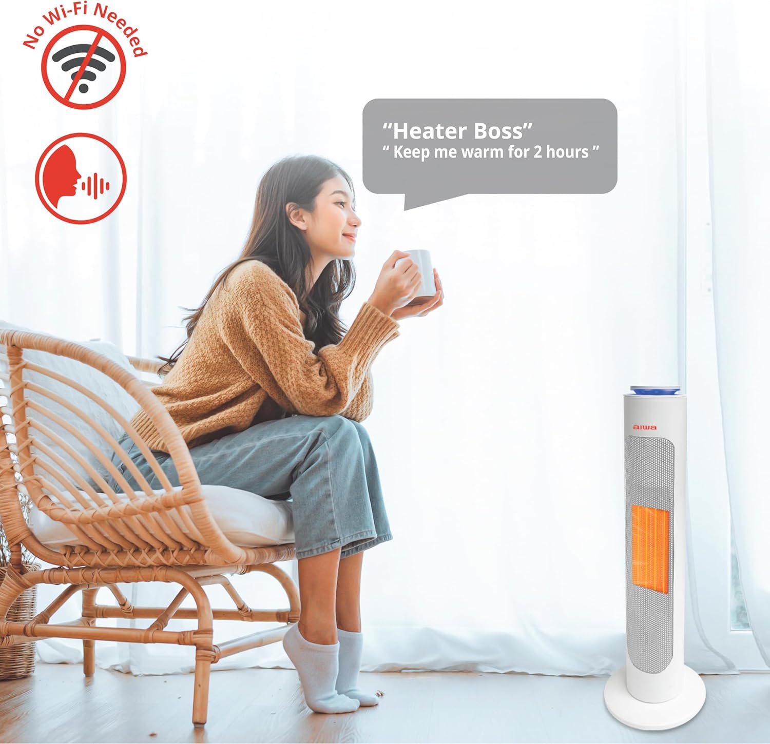 Aiwa Smart Space Heater with Voice Control and Safety Features 1
