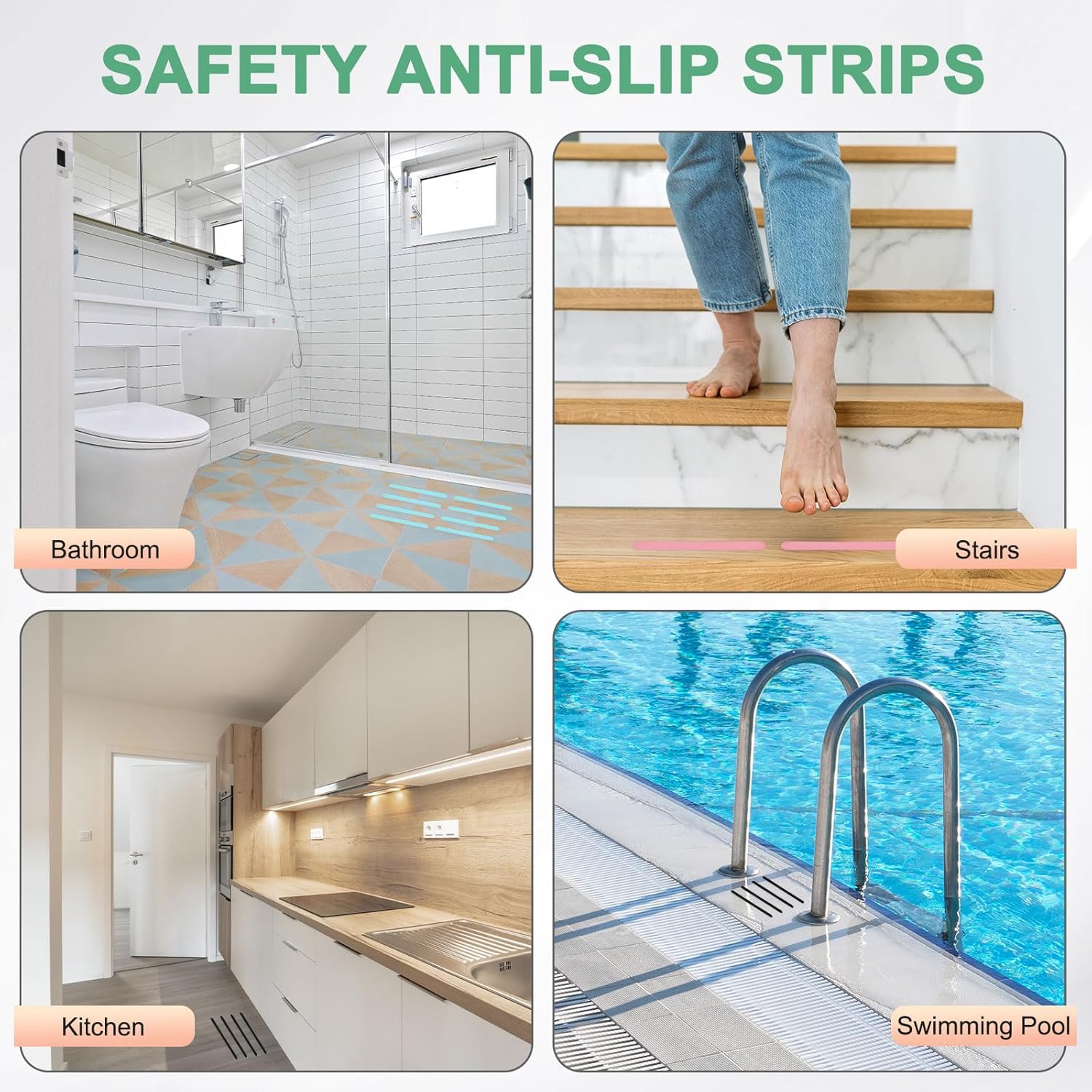 12pcs Gray Anti Slip Bathtub Stickers with Scraper
