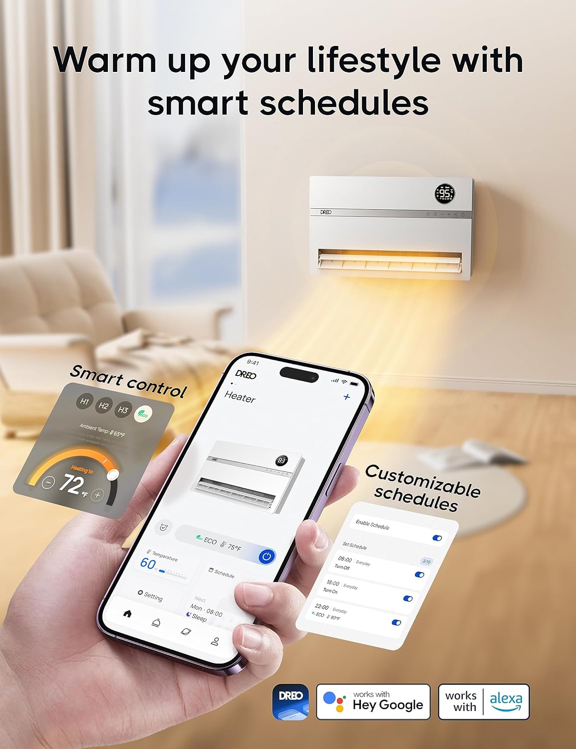 Dreo Radiator Heater with Remote Control and Smart Oscillation
