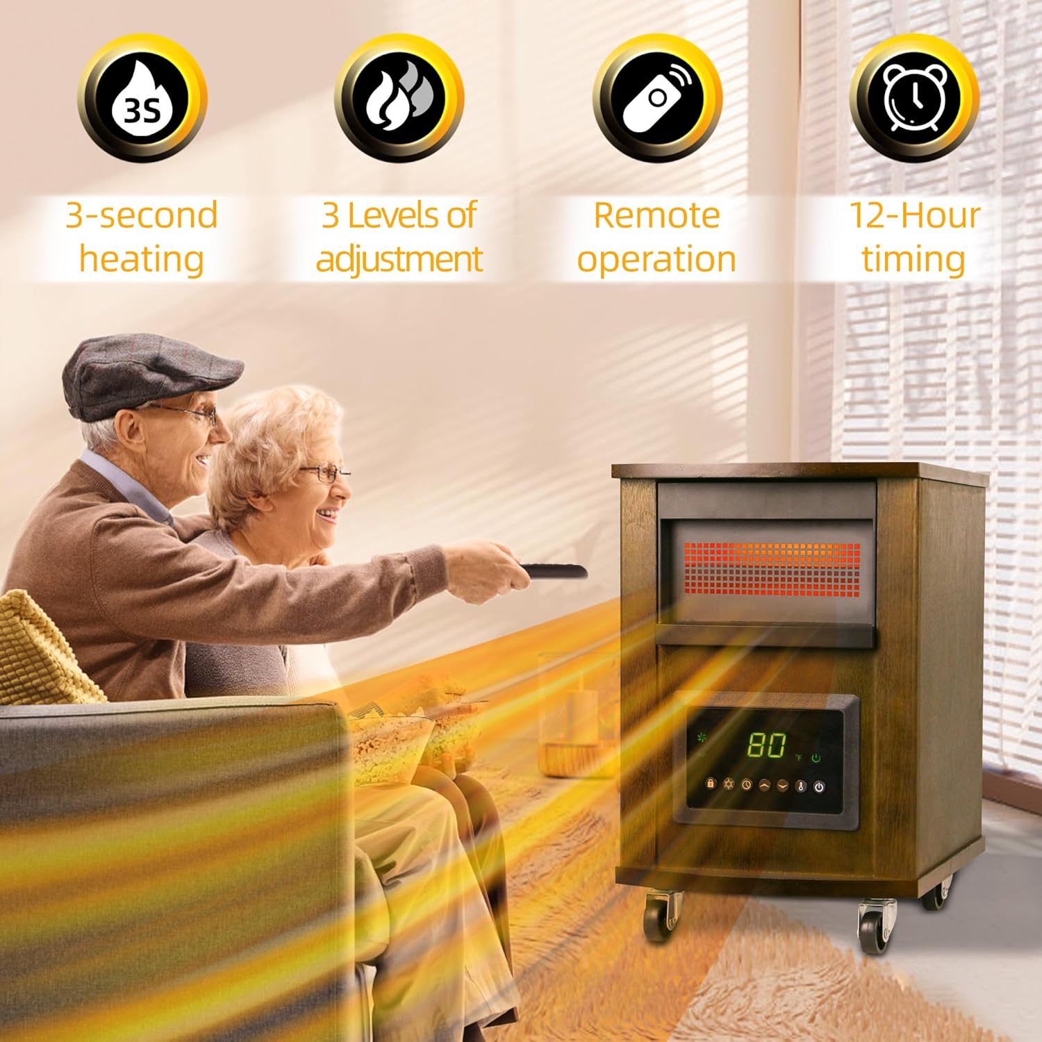 RealSmart 1500W Quartz Infrared Heater with Remote Control and 3 Modes 1