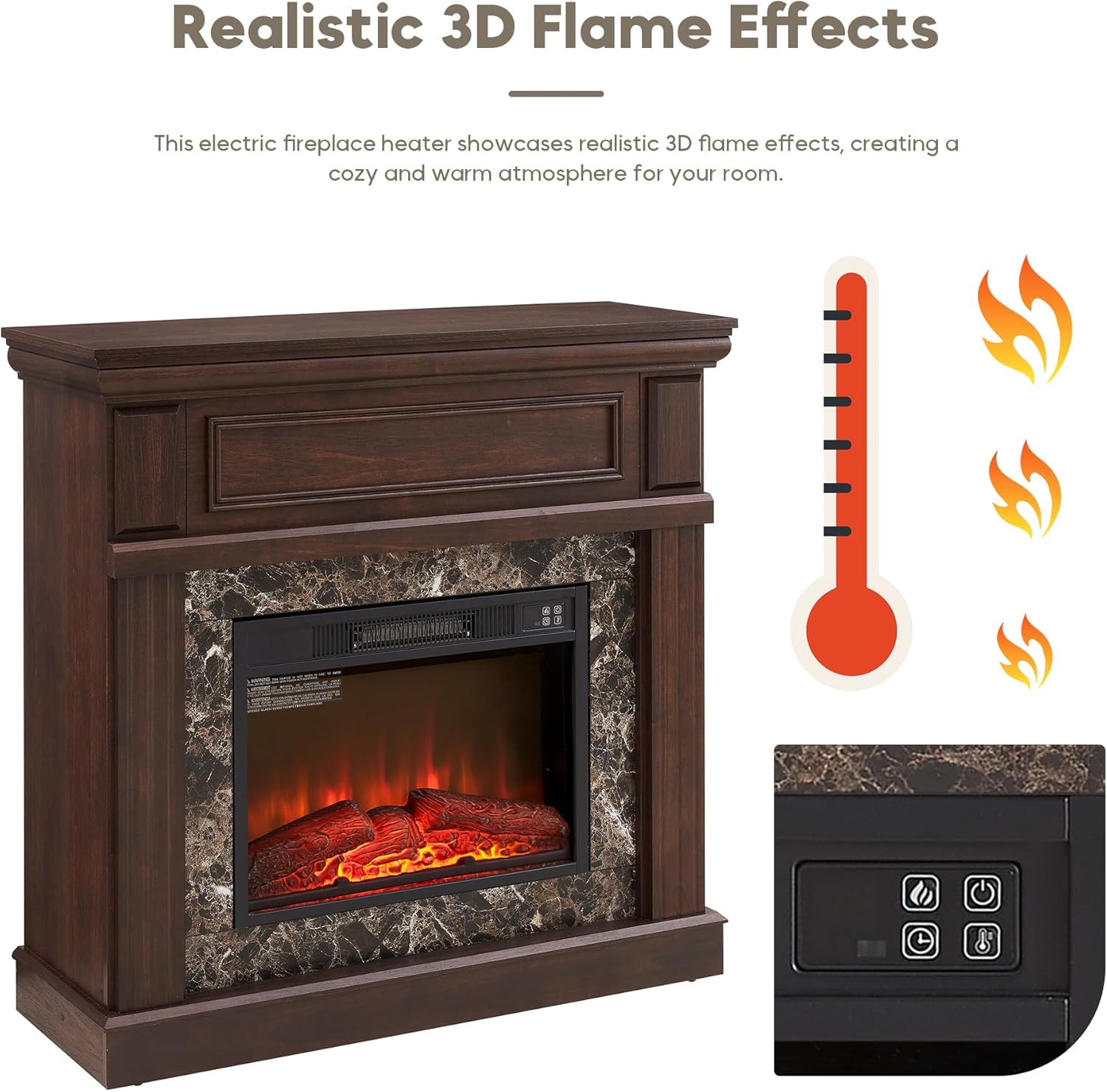 43 Electric Fireplace with Mantel and TV Stand