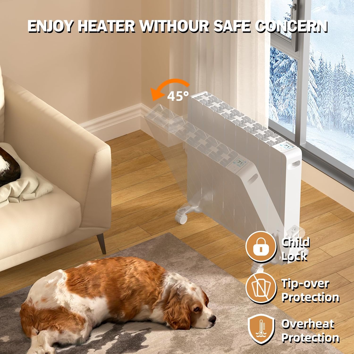 Eueiriup 1100W Electric Wall Heater with LED Display 1