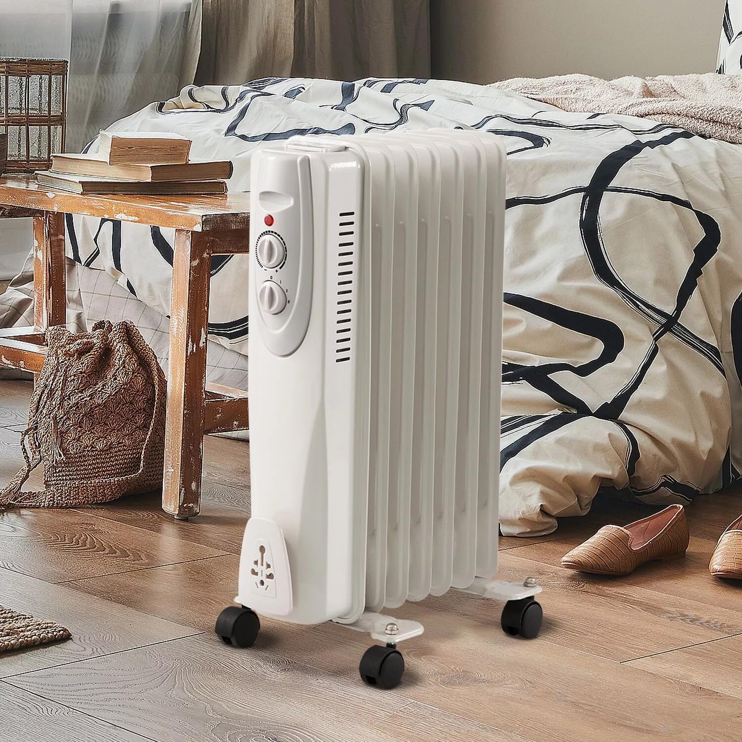 Portable Oil Filled Radiator Space Heater 1500W White 1